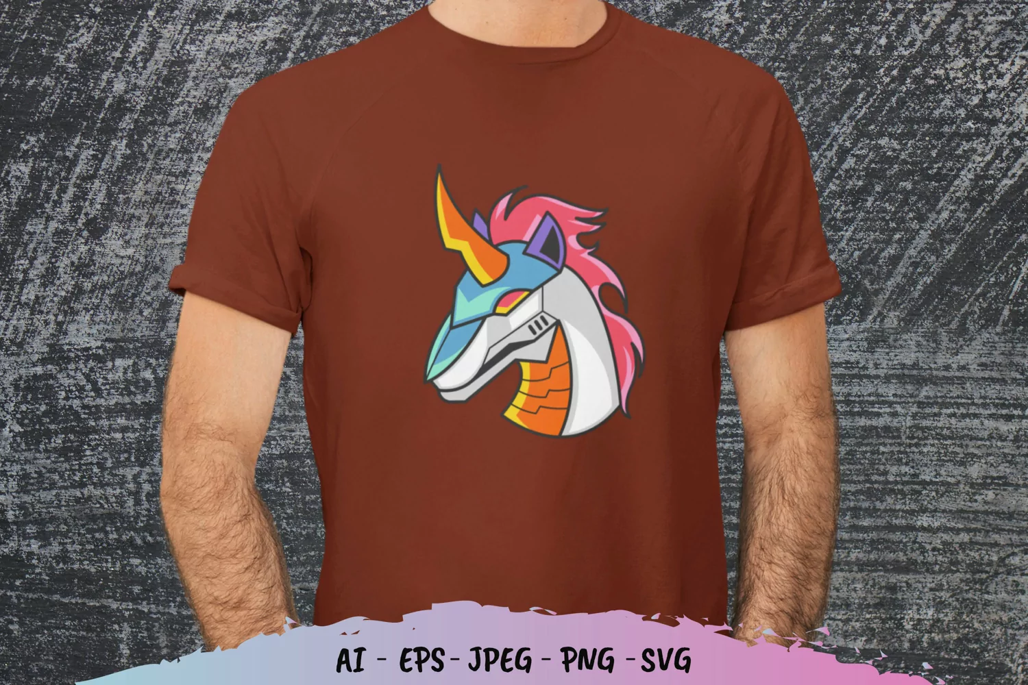 Cyborg Unicorn for T-Shirt Design SVG product image 1