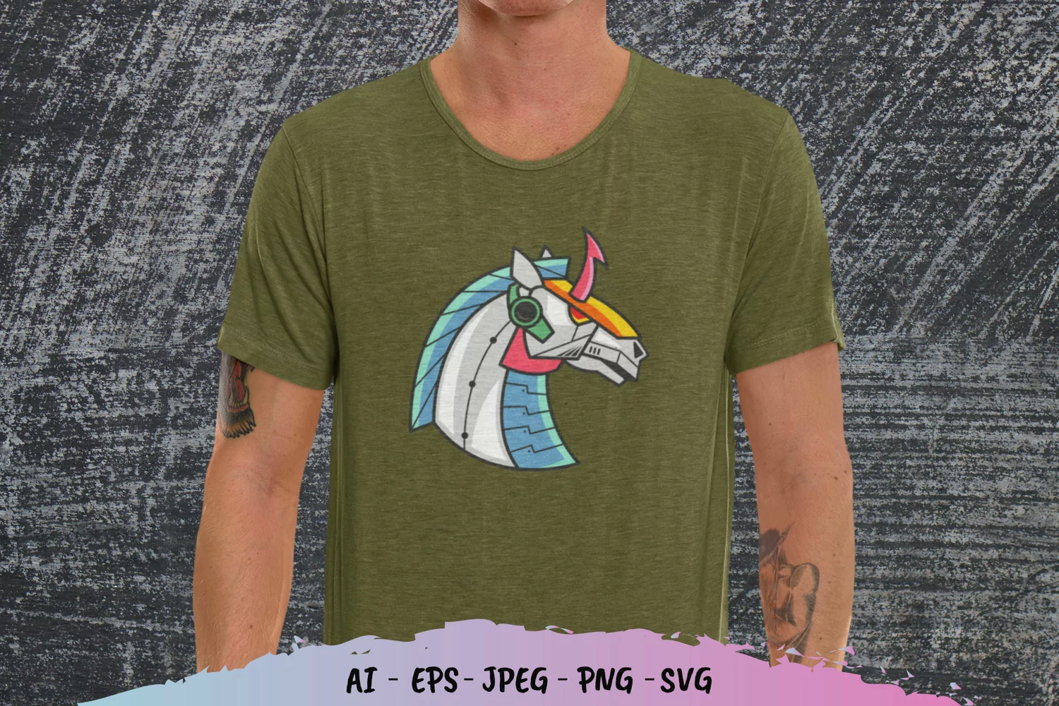 Cyborg Unicorn for T-Shirt Design SVG product image 1