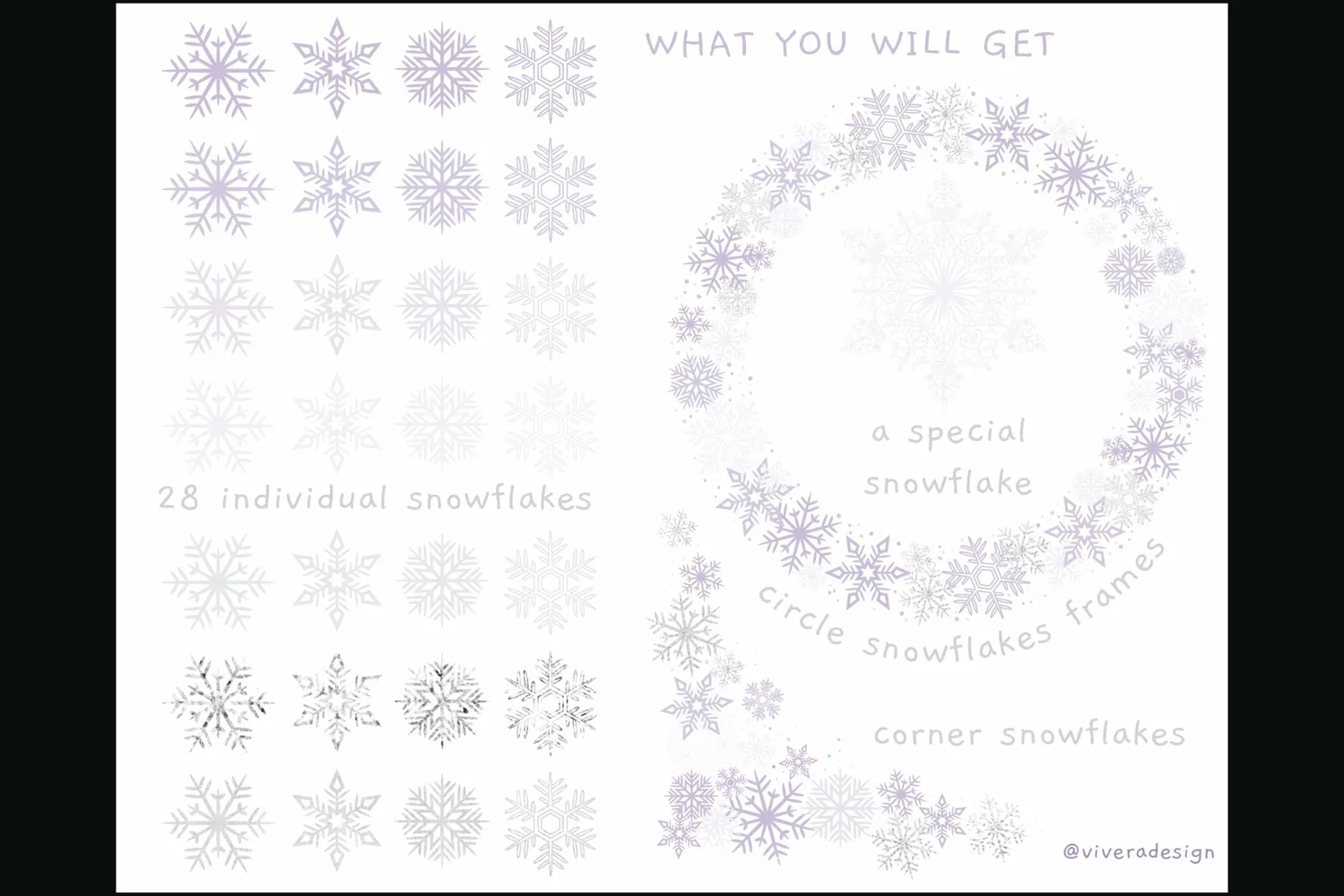 Silver Lavender Snowflakes Frames and Cliparts product image 1
