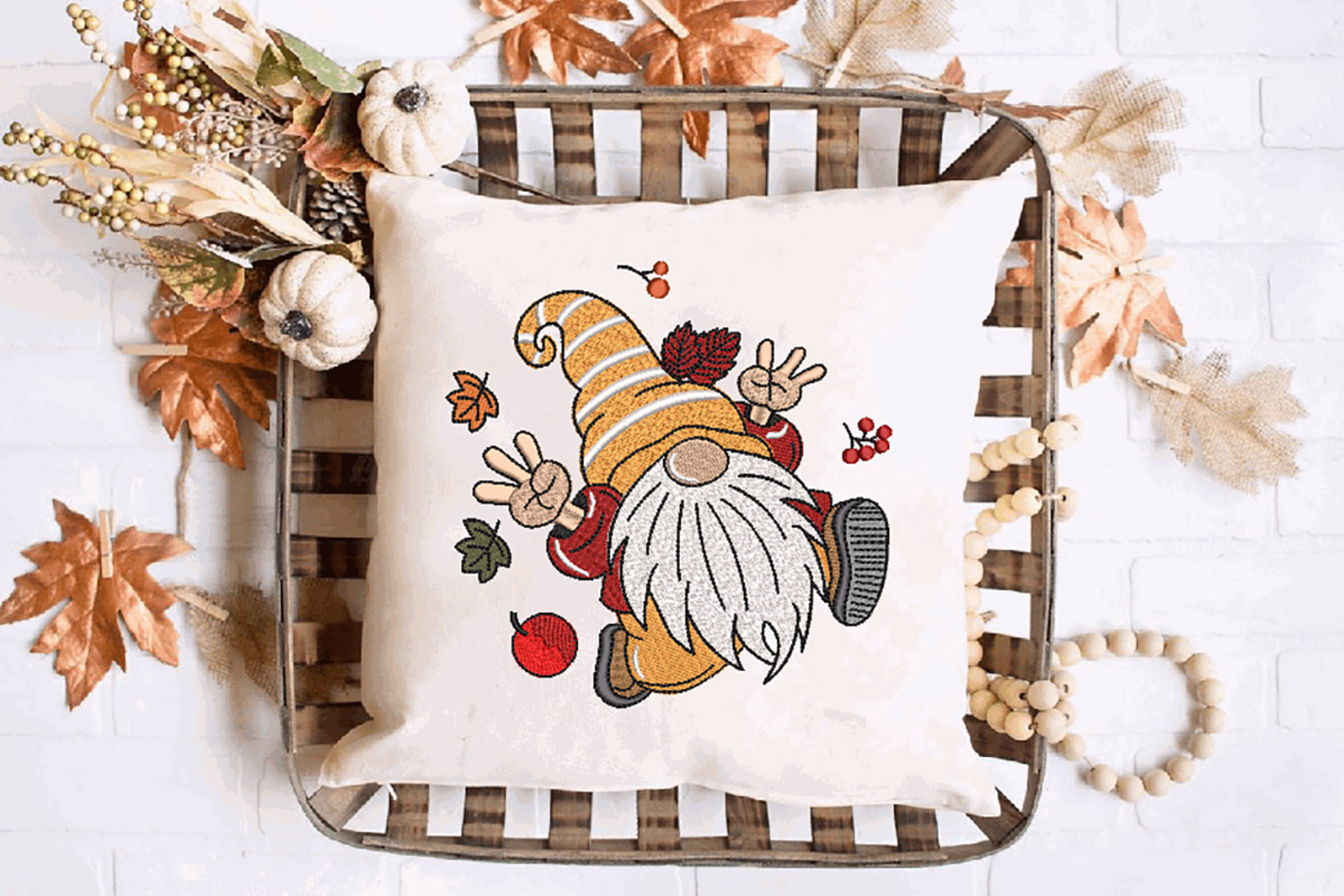 Fall Gnome, Fall Vibes, Machine Embroidery Design product image 1