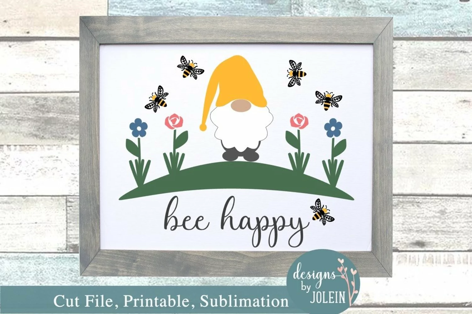 Bee Happy Gnome SVG, Sublimation, Farmhouse, JPEG product image 1