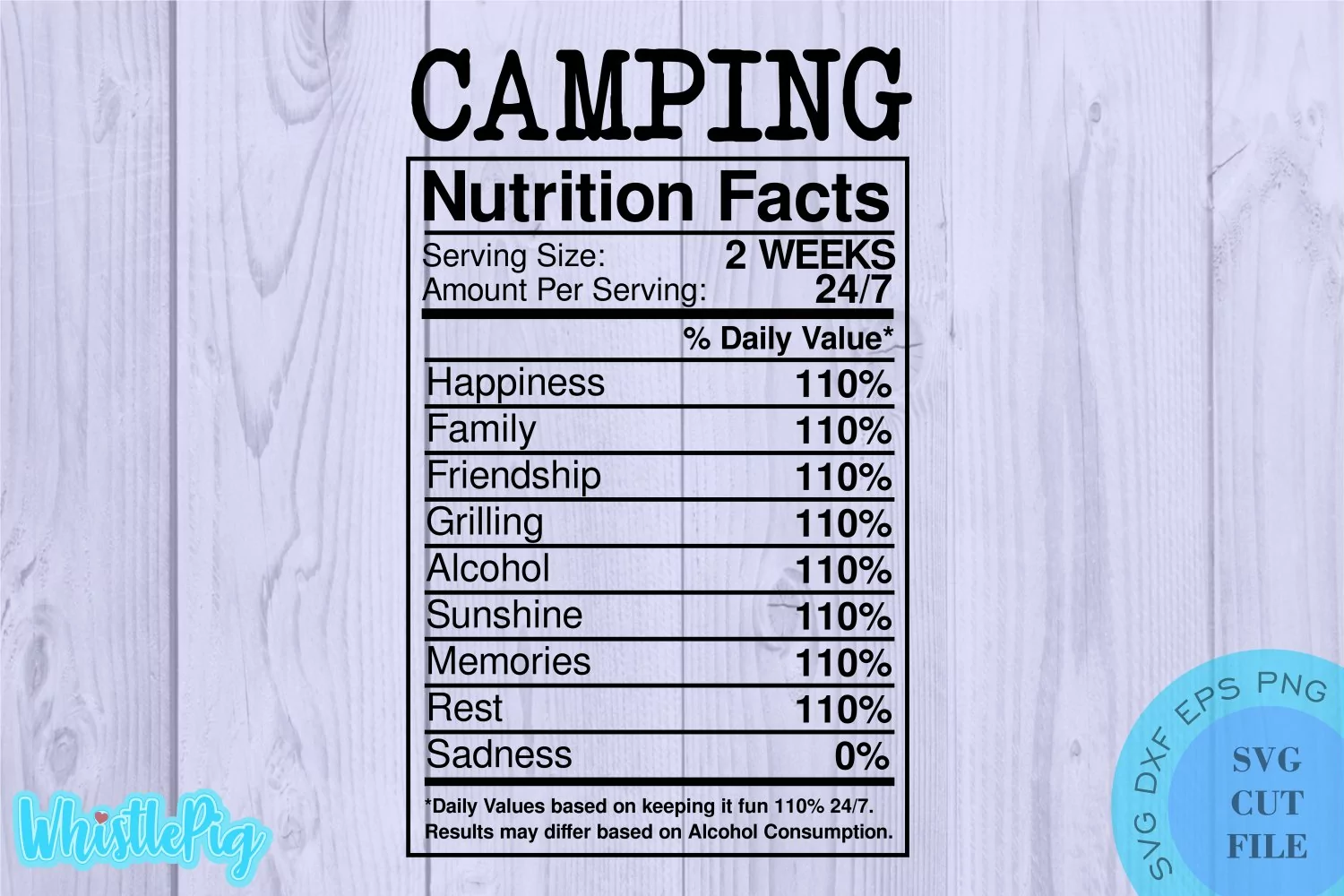 Camping Nutrition Facts Svg Nutrition Facts Svg Funny Camp product image 1