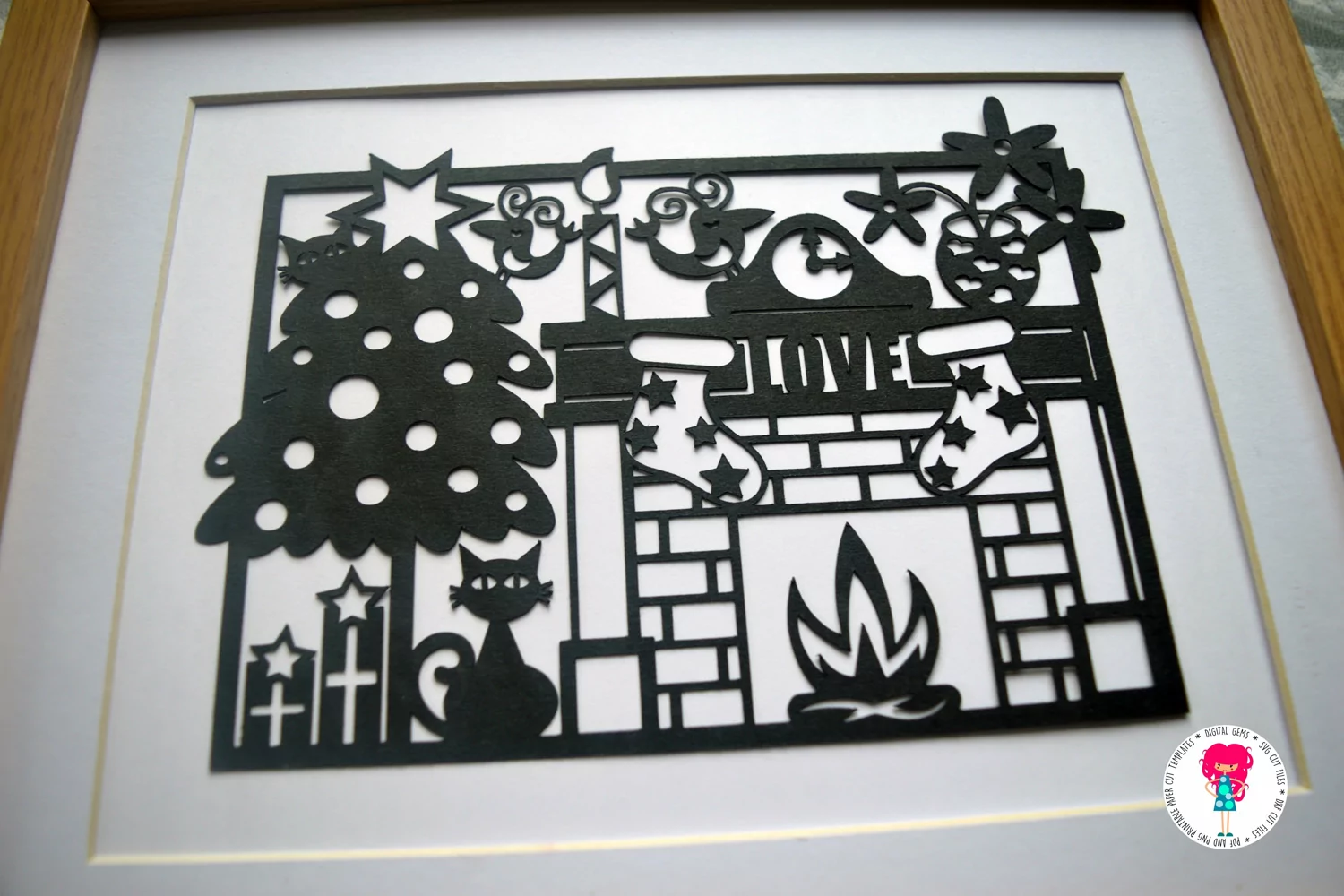 Cat Christmas Paper Cut SVG / DXF / EPS Files product image 1