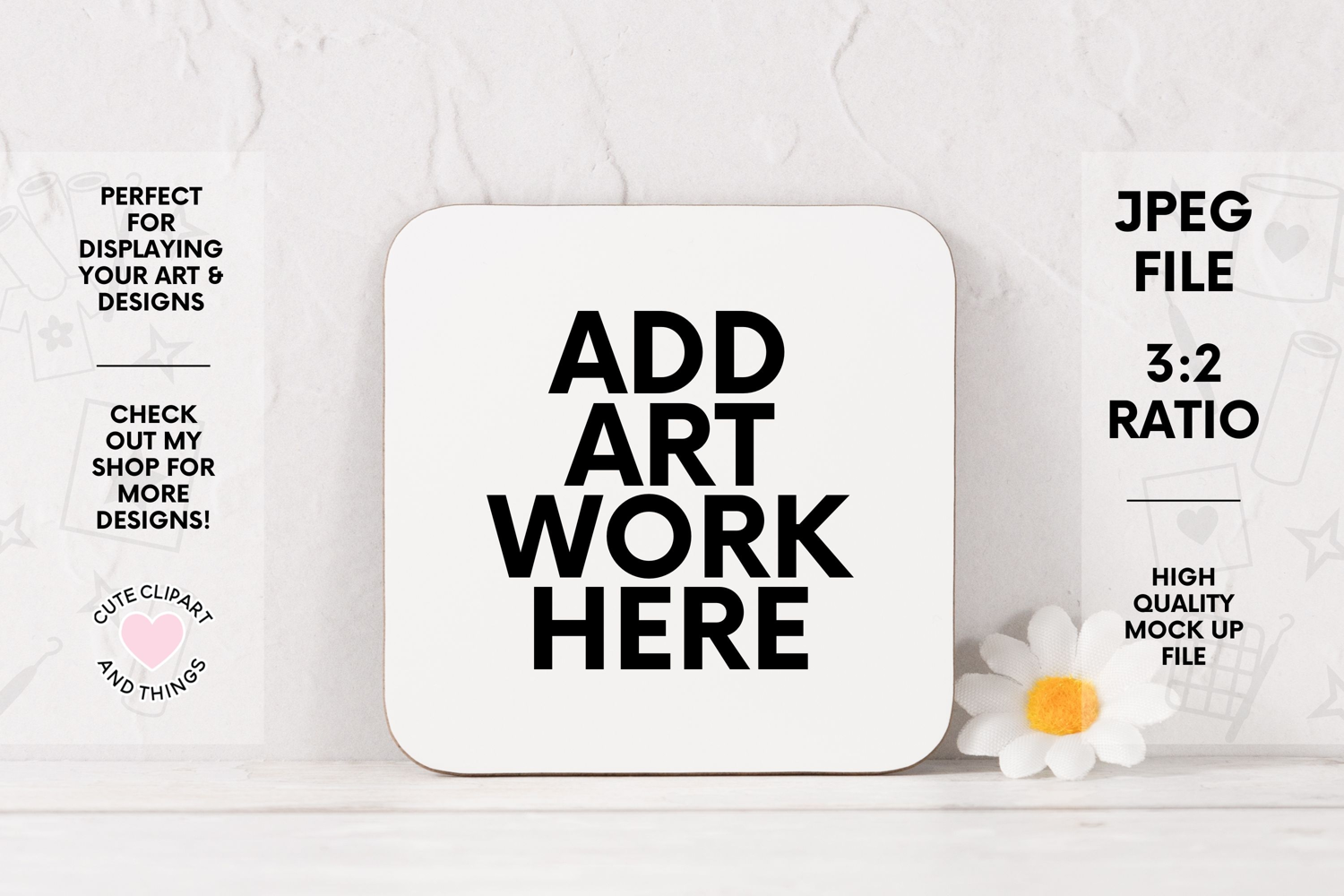 Coaster Mock Up | Bright Coaster Mock Up With Daisy product image 1