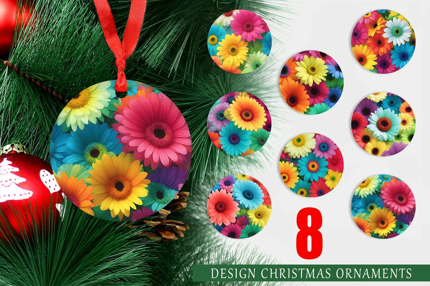 Christmas Ornaments Daisy Flowers product image 1