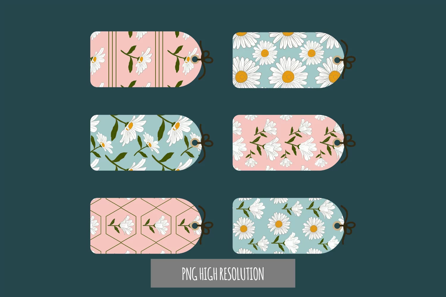 Daisy Flowers Element Patterned Shaped Tag product image 1