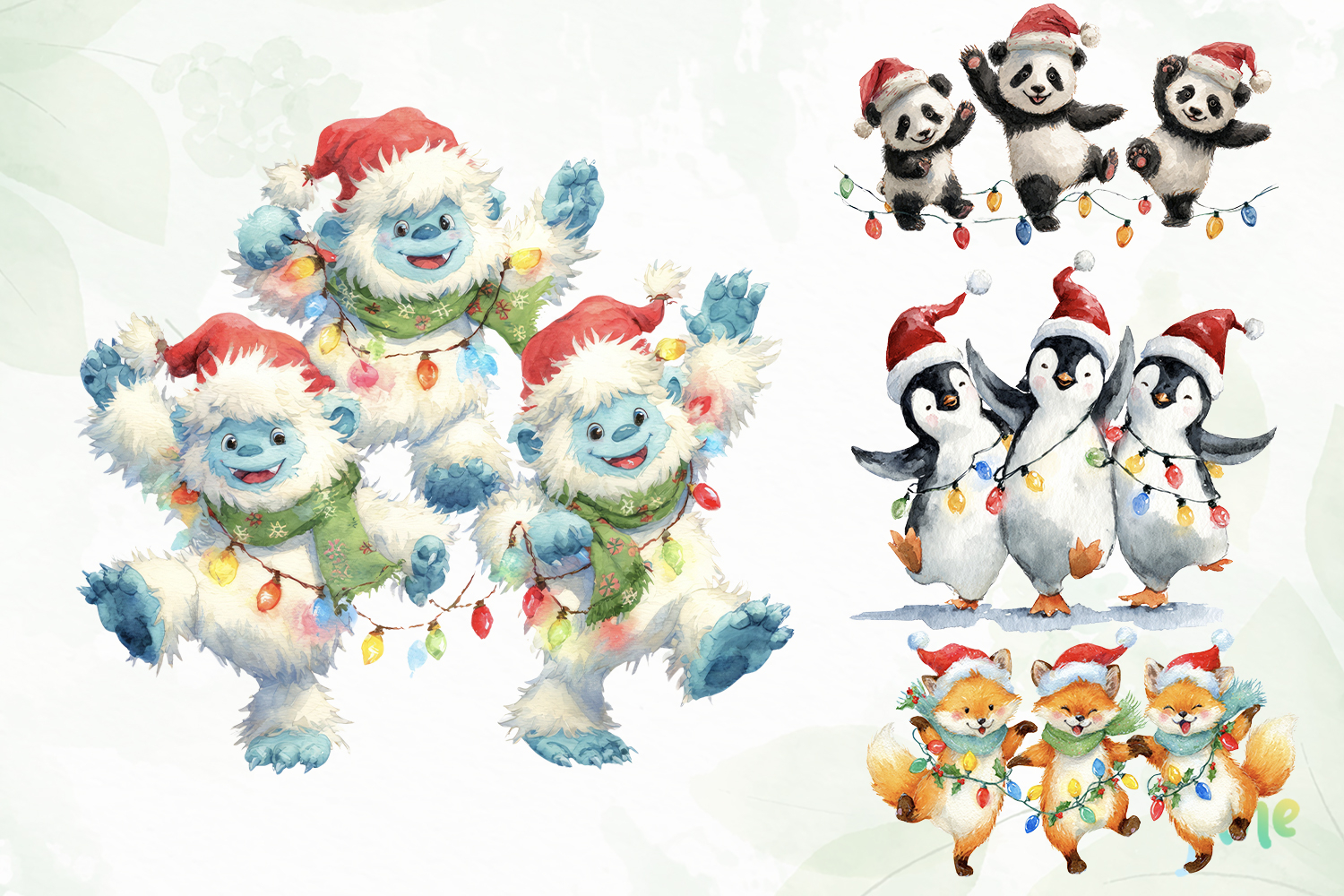 Dancing Animals Christmas Watercolor product image 1