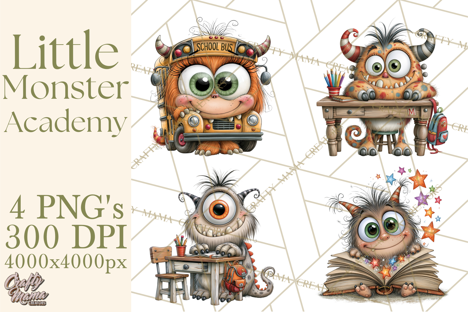 Little Monster Academy Clip Art PNG product image 1