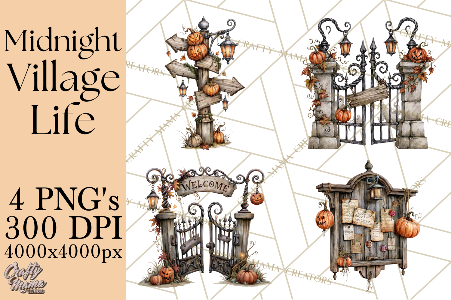 Pumpkin Village Village Life PNG Halloween Clipart product image 1