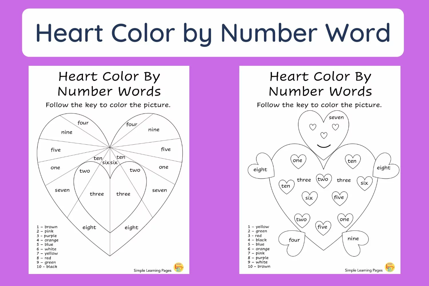 Heart Color By Number Word product image 1