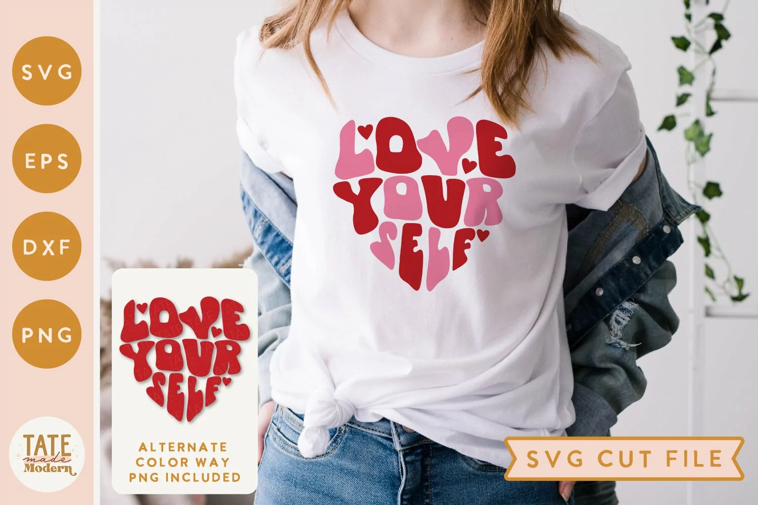 Love yourself SVG cut file - Retro Valentine shirt svg product image 1