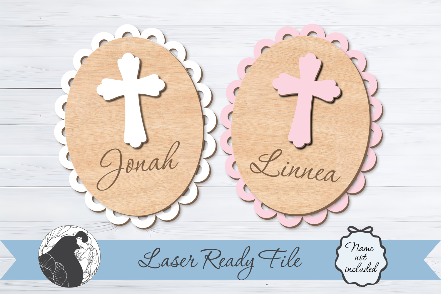 Easter Basket Tag Laser File, Christian Cross Easter Tag SVG product image 1