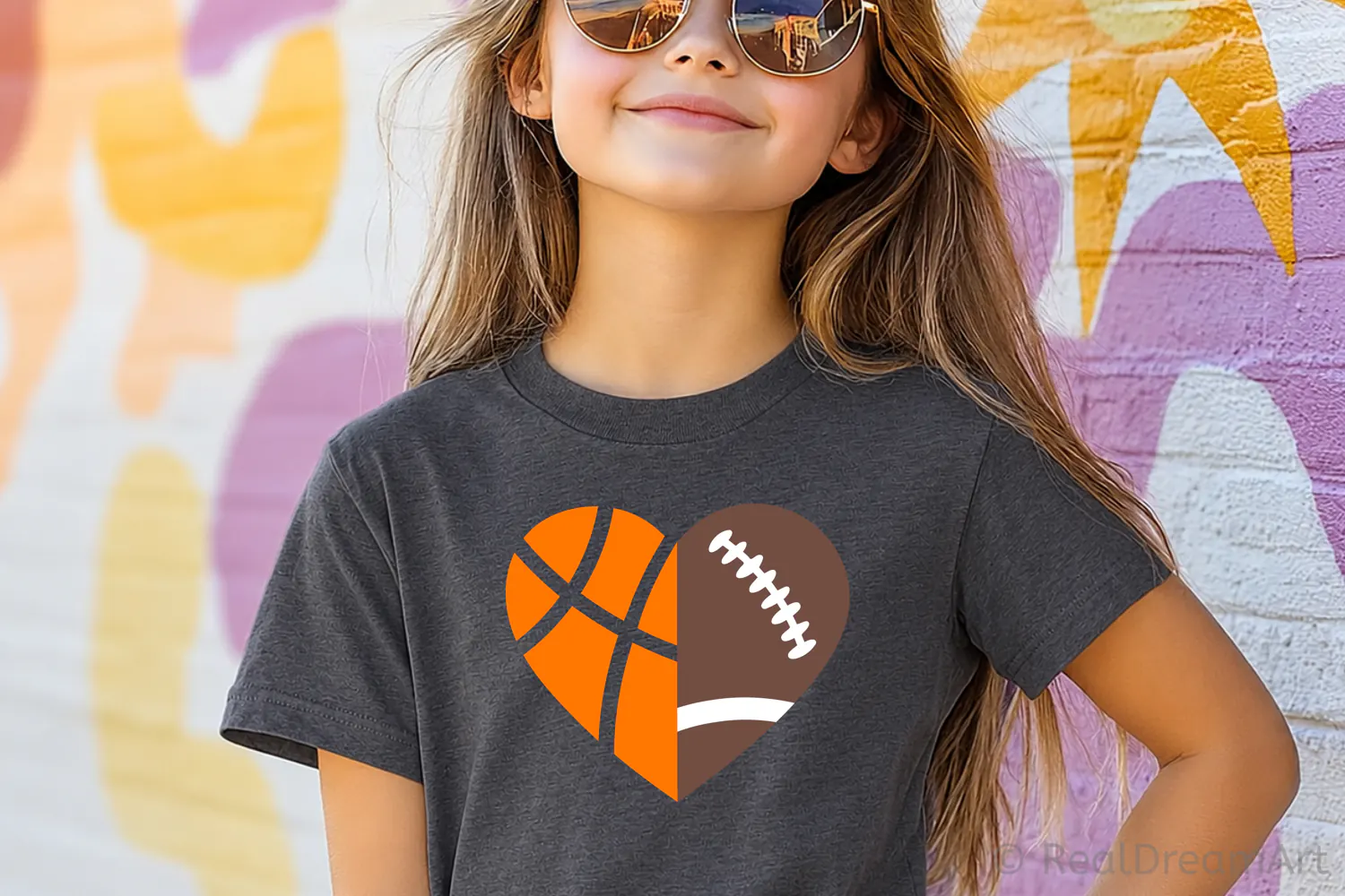 Half Basketball Half Football Heart SVG, DXF, PNG, EPS - Design
