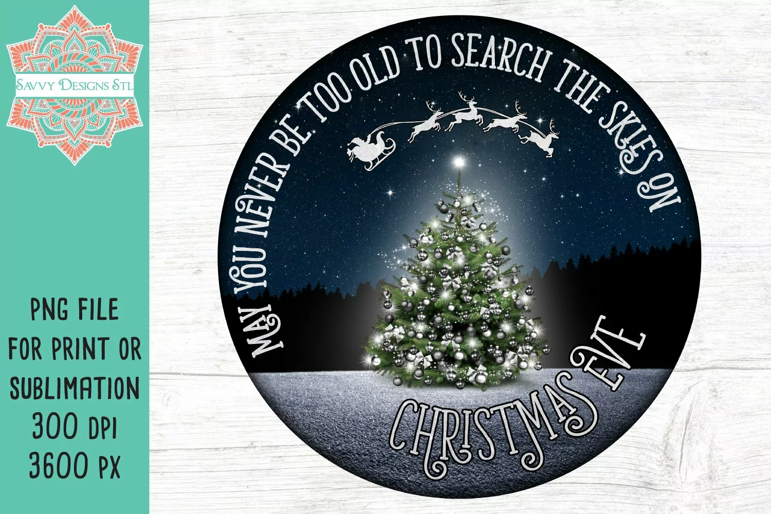 Search The Skies Christmas Round Design for Sublimation & Print