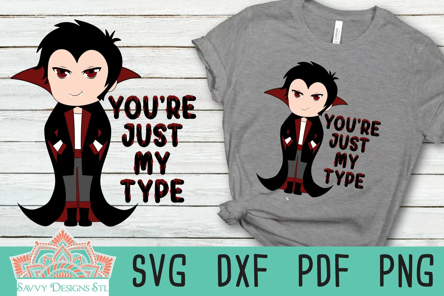 You're Just My Type Vampire Valentine for Cut or Print product image 1