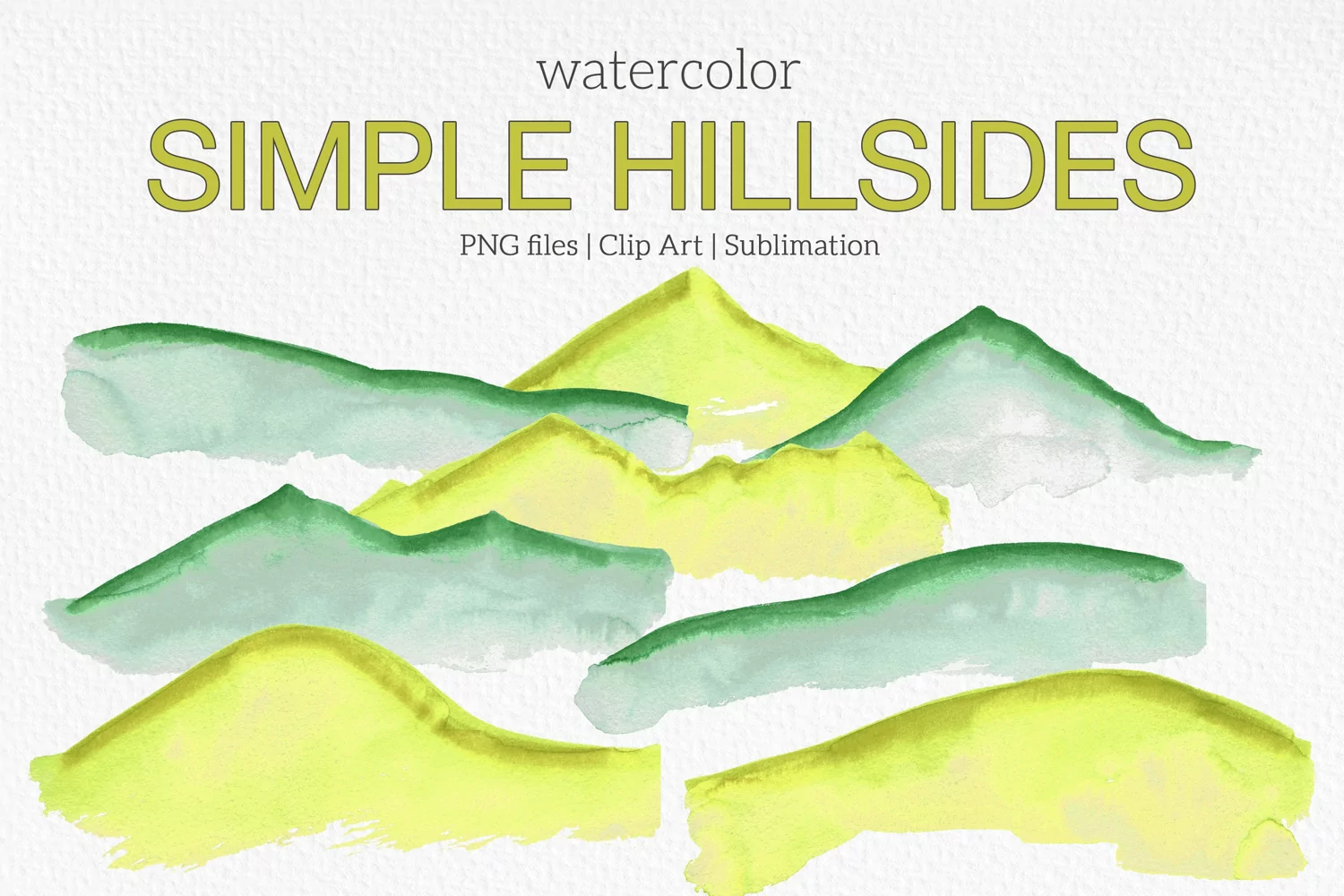 Simple Hills Watercolor Clip Art Nature Outdoors Sublimation product image 1