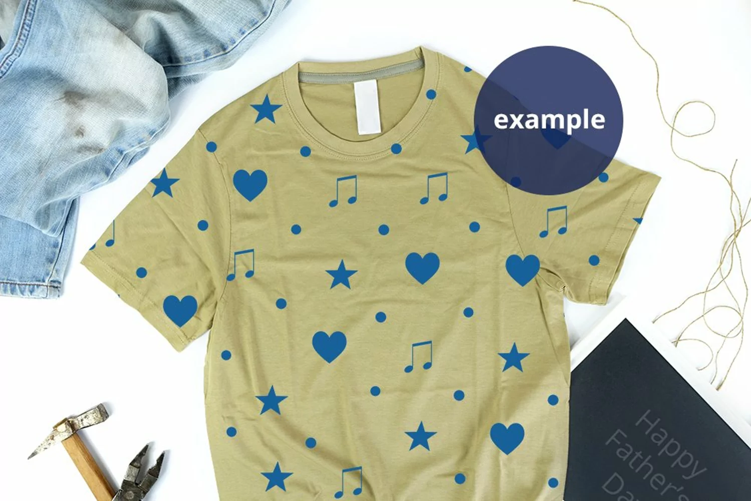 Sand color T-shirt Mockup Father's Day, tools background product image 1