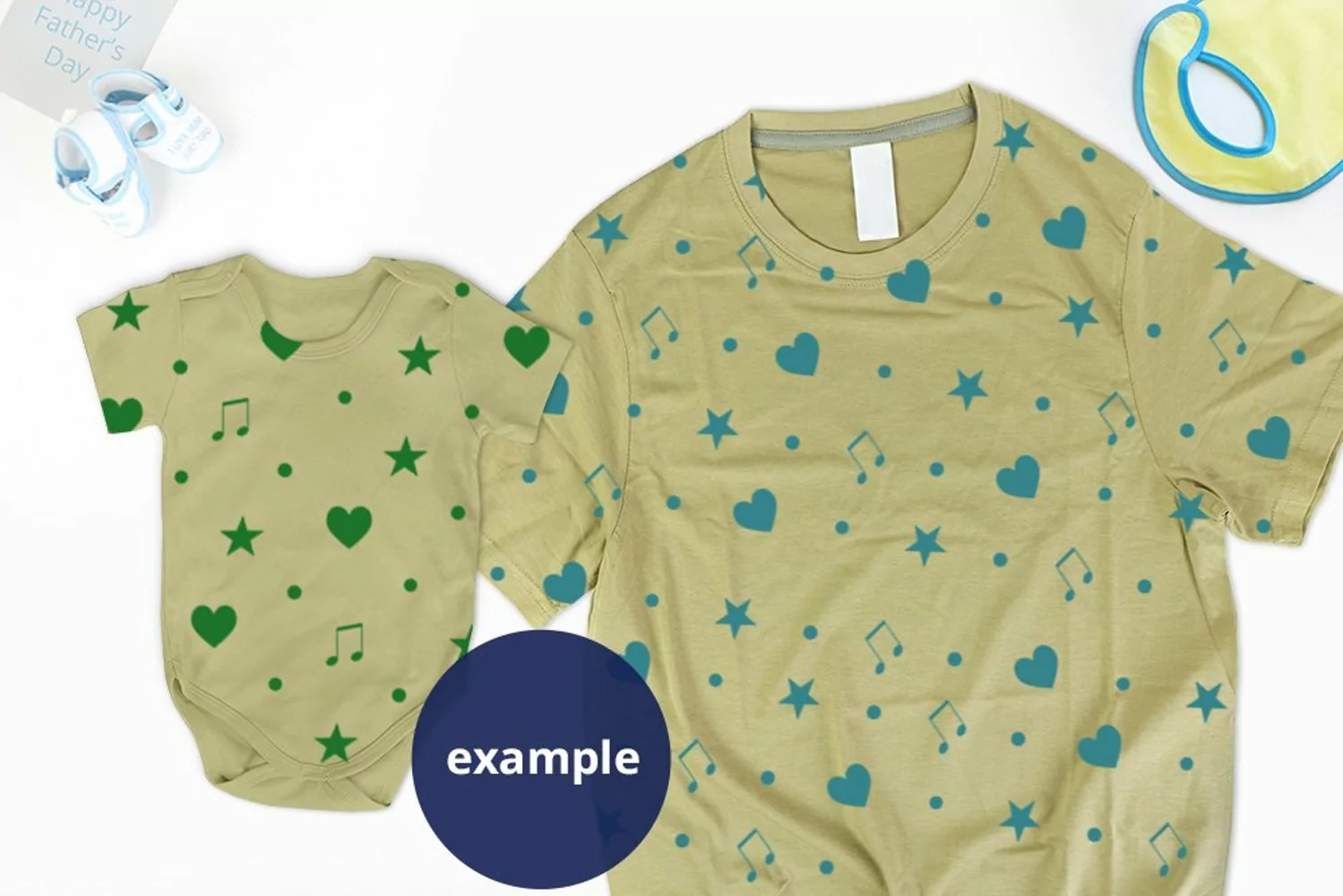 Matching Father's T-shirt & Baby bodysuit Mockup, Sand Color product image 1