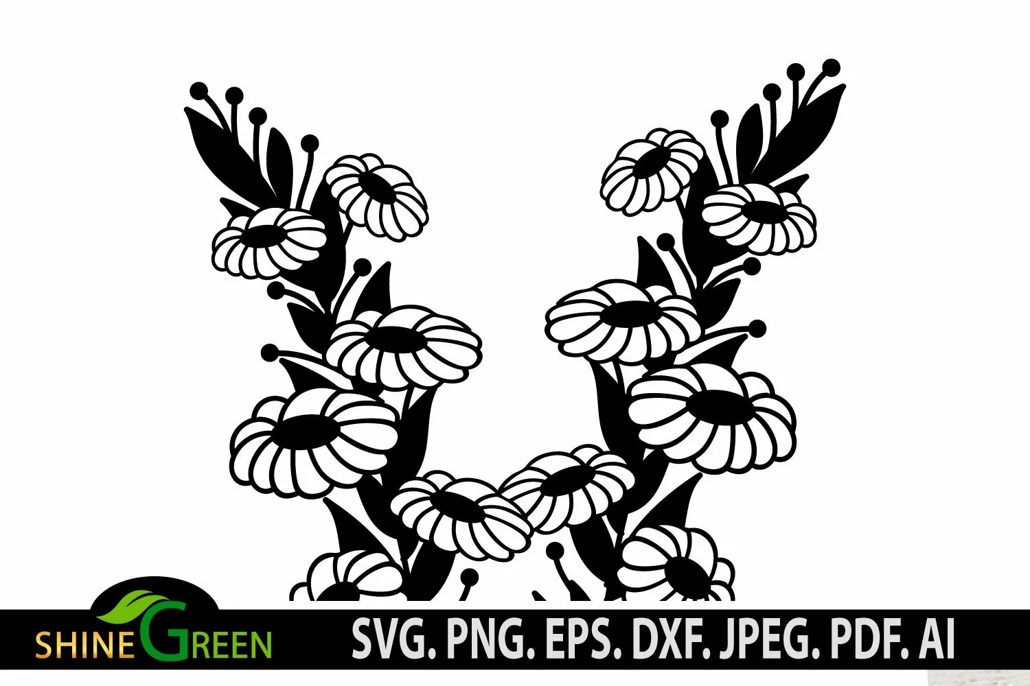 Flower SVG - Hand Drawn Flowers Bouquet with Bowtie product image 1