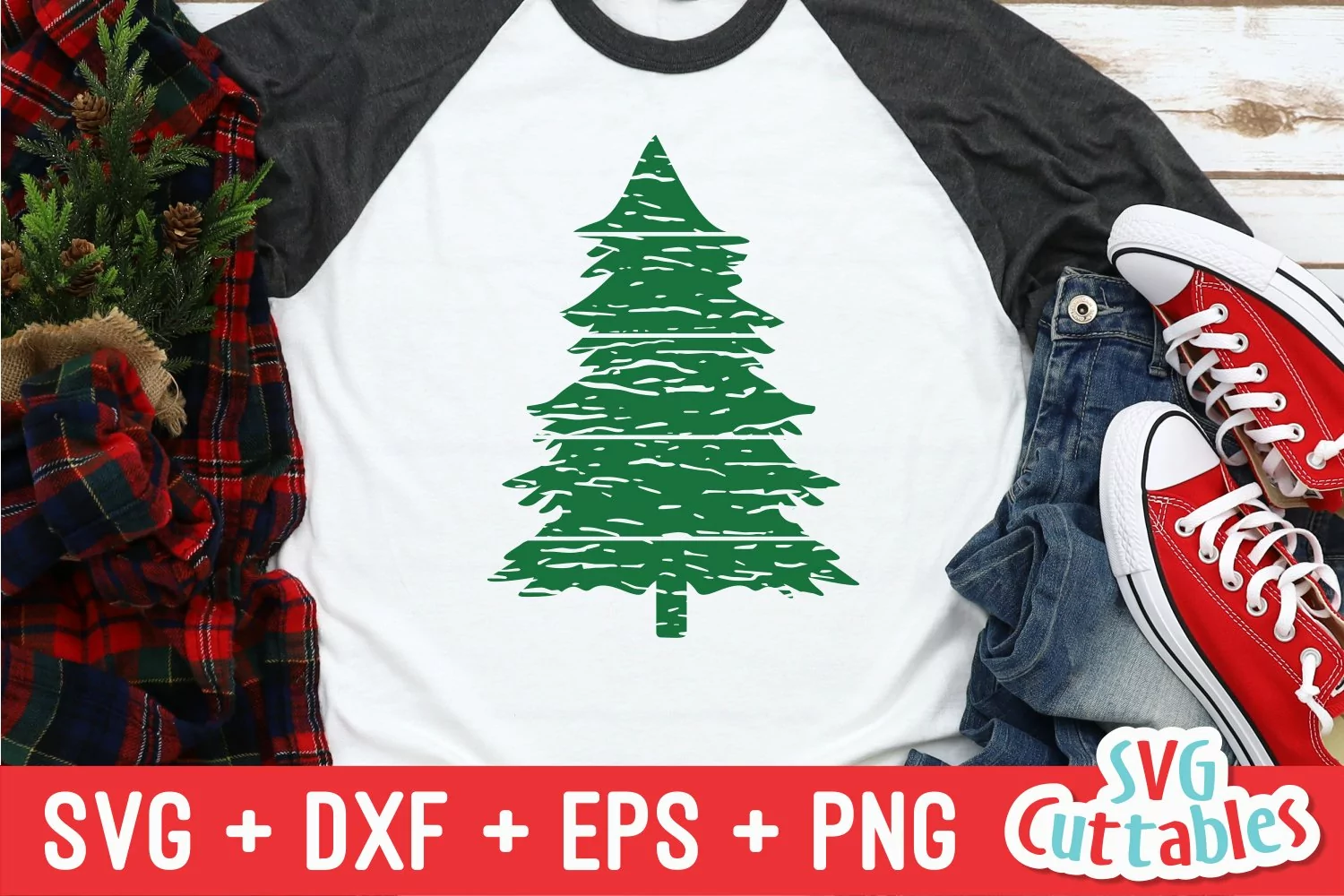 Christmas SVG | Distressed Christmas Tree | Shirt Design product image 1
