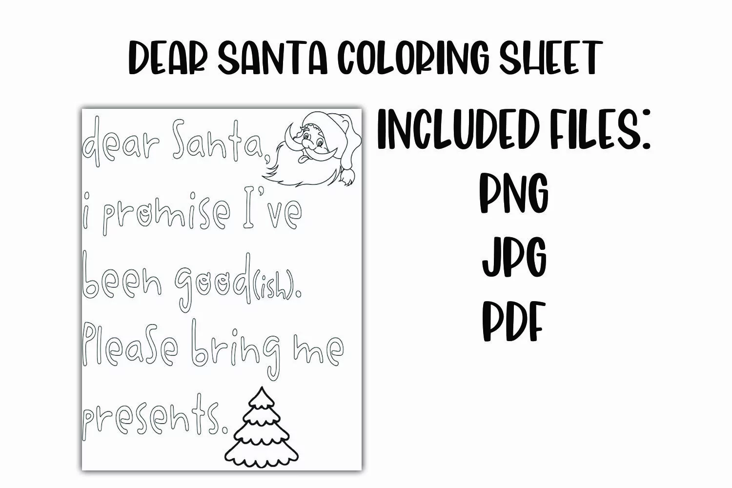 Dear Santa Coloring Sheet Christmas Coloring Sheet for Kids product image 1