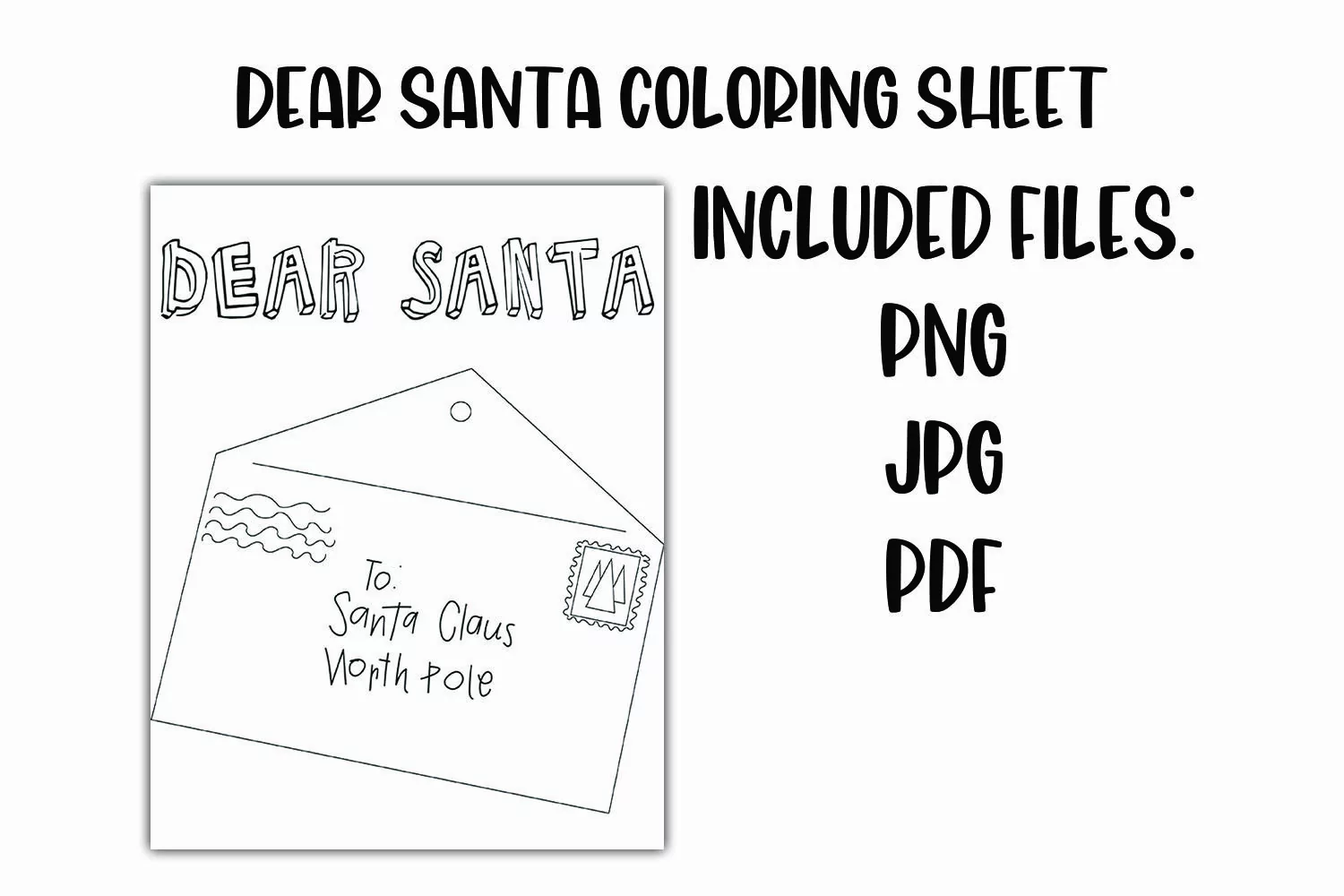 Dear Santa Coloring Sheet Christmas Coloring Sheet for Kids product image 1
