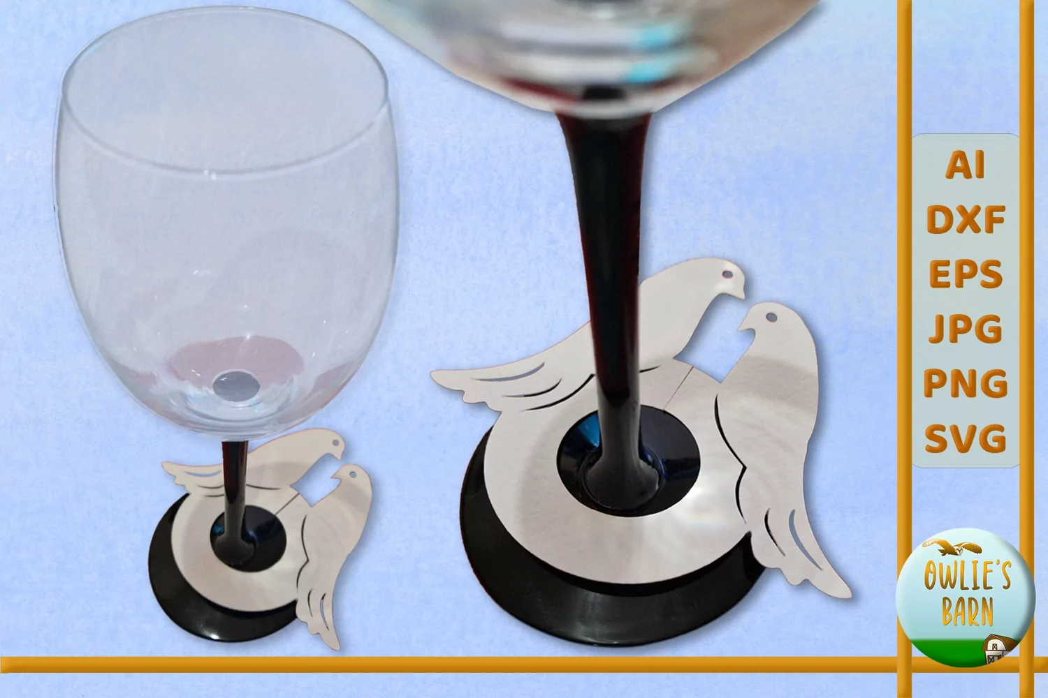 Wine Glass Tag - Doves product image 1