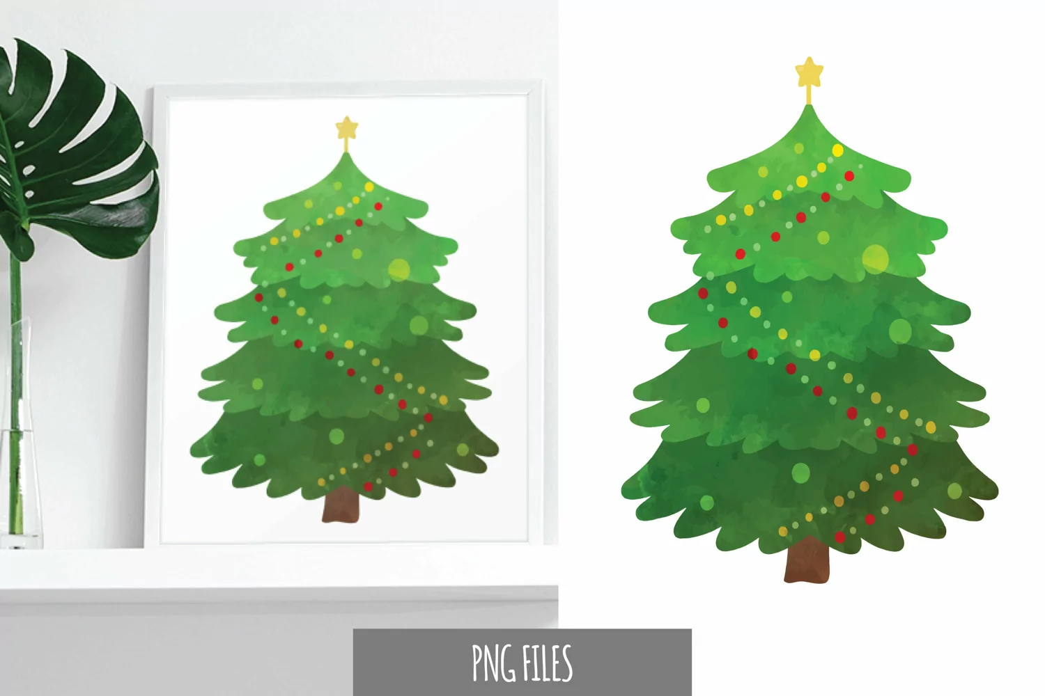 Decorated Christmas Tree Watercolor product image 1