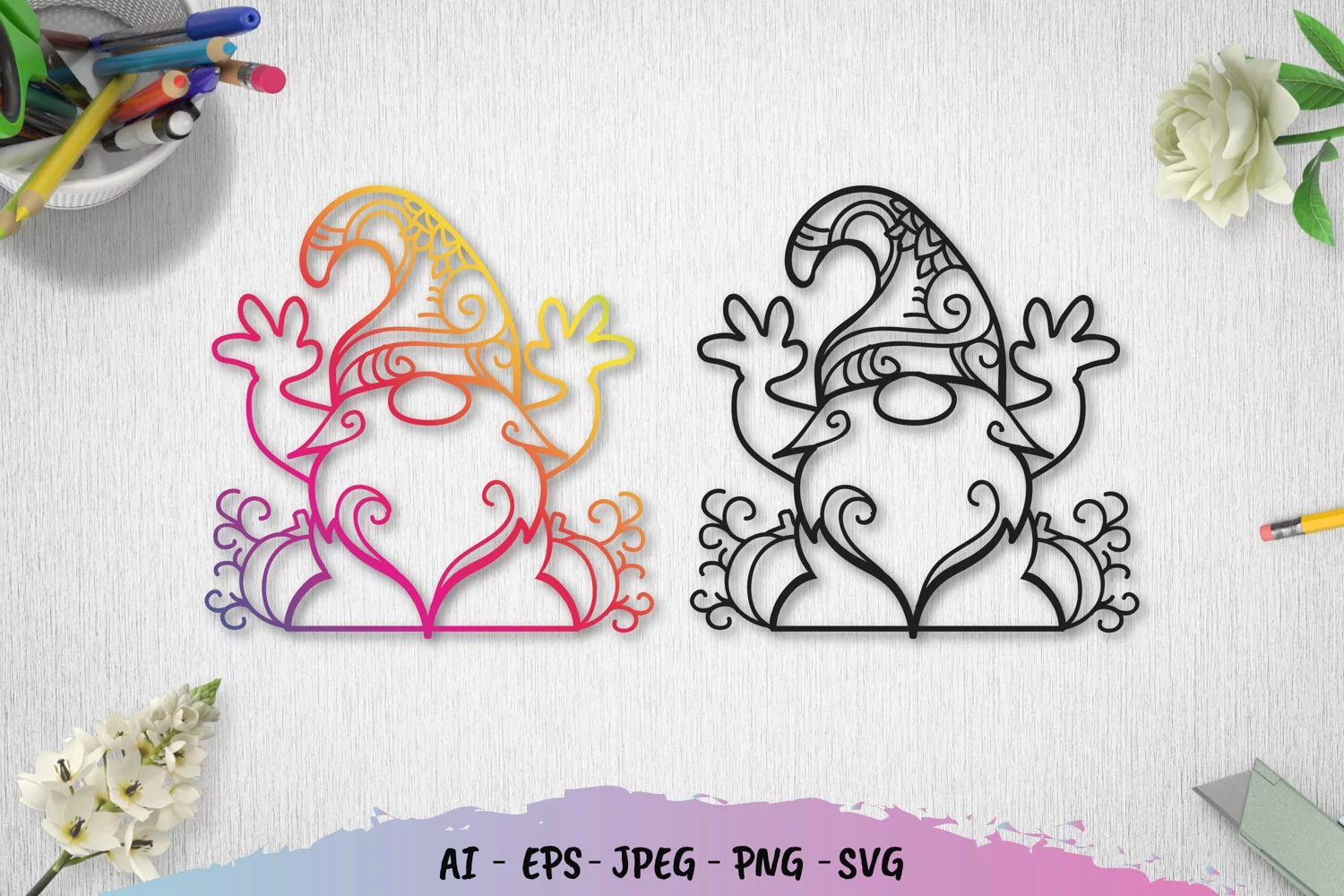 Decorative Fall Gnome With Gradient Color product image 1