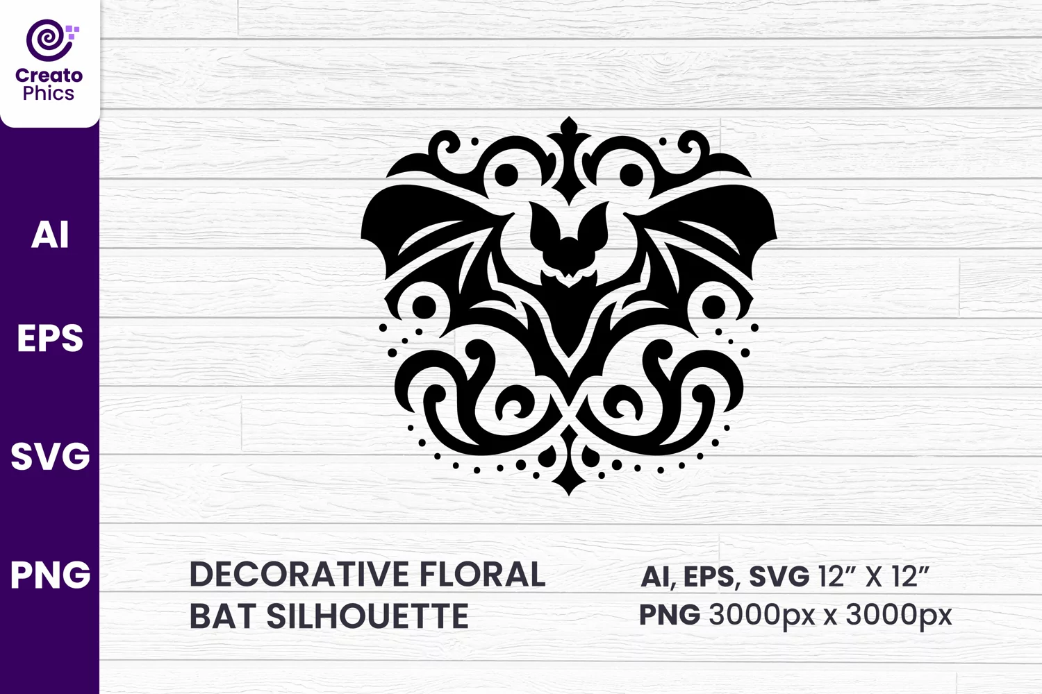 bat, floral bat, silhouette, bat sublimation, decor, decorative, bat clipart svg, printable,