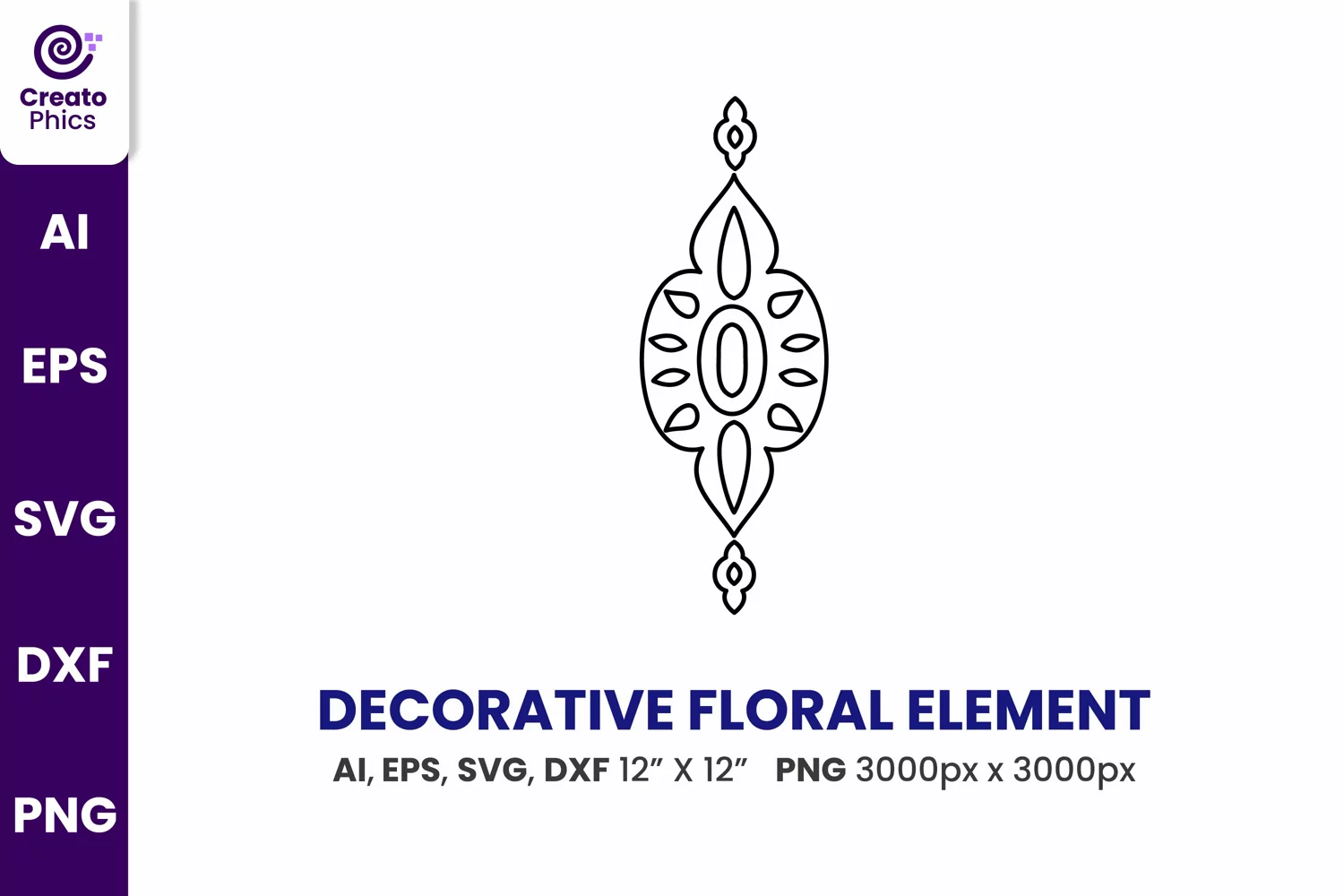 floral element, decorative svg, decorative element, pattern element, floral clipart, outline, 