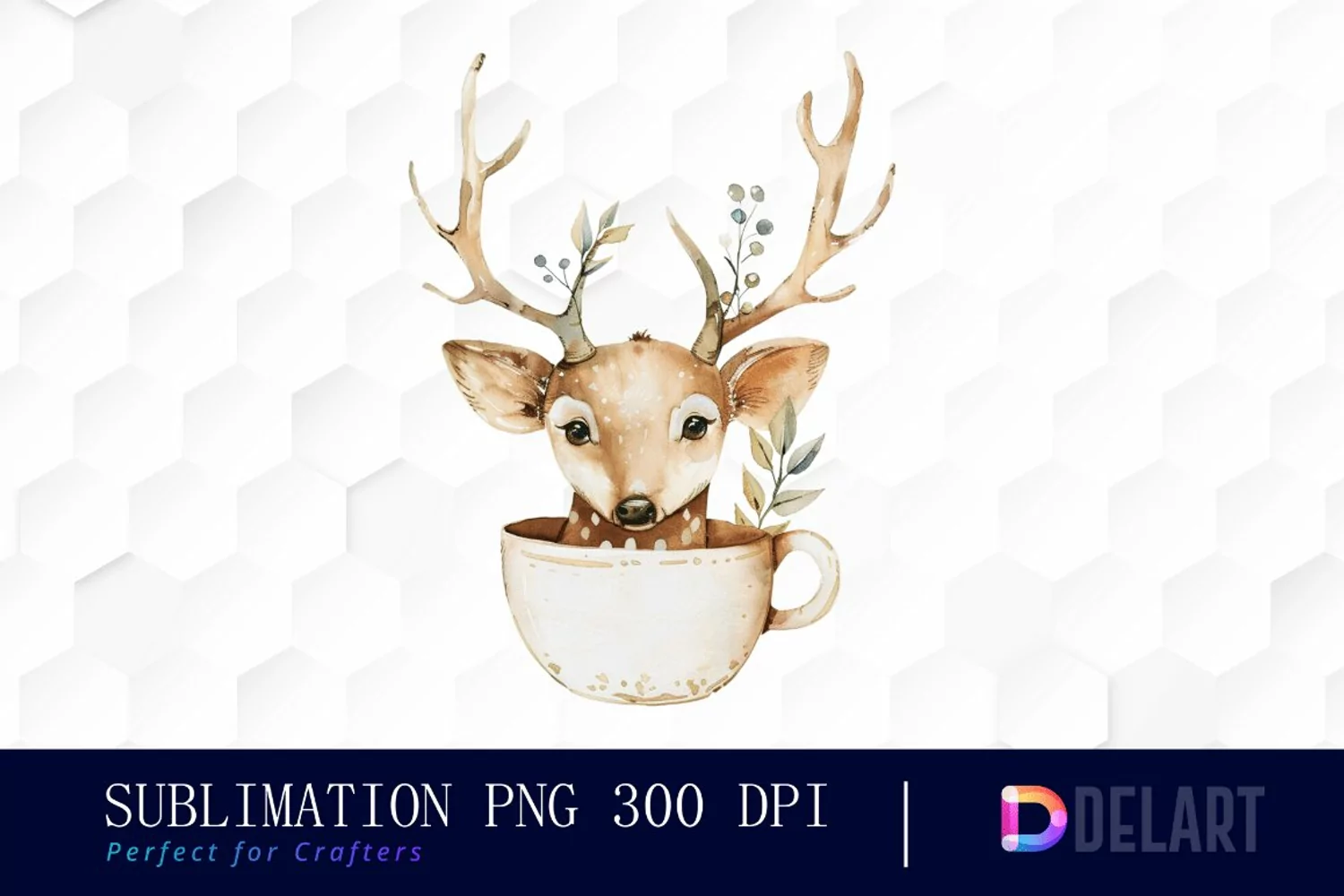Deer in a Cup Sublimation PNG Clipart product image 1