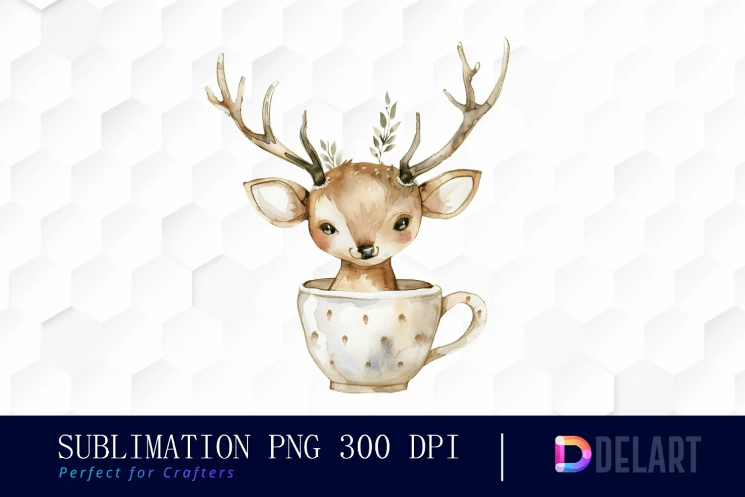 Deer in a Cup Sublimation PNG Clipart product image 1