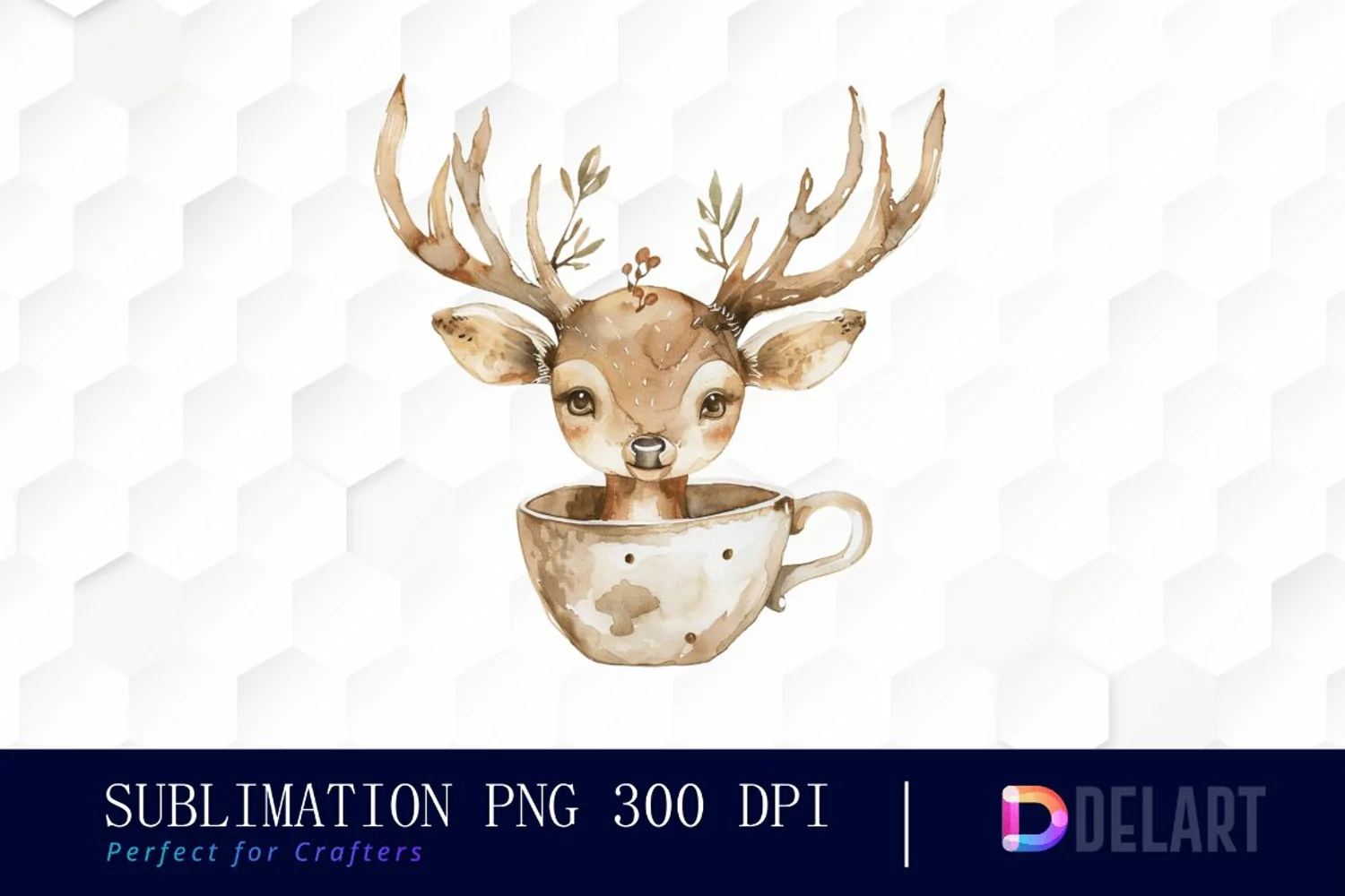 Deer in a Cup Design Clipart product image 1