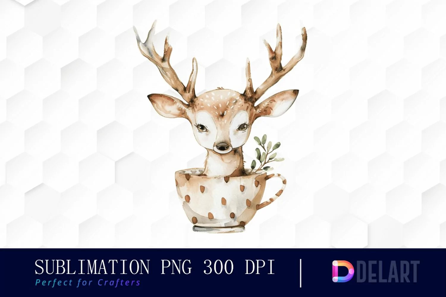 Deer in a Cup Sublimation PNG Clipart product image 1