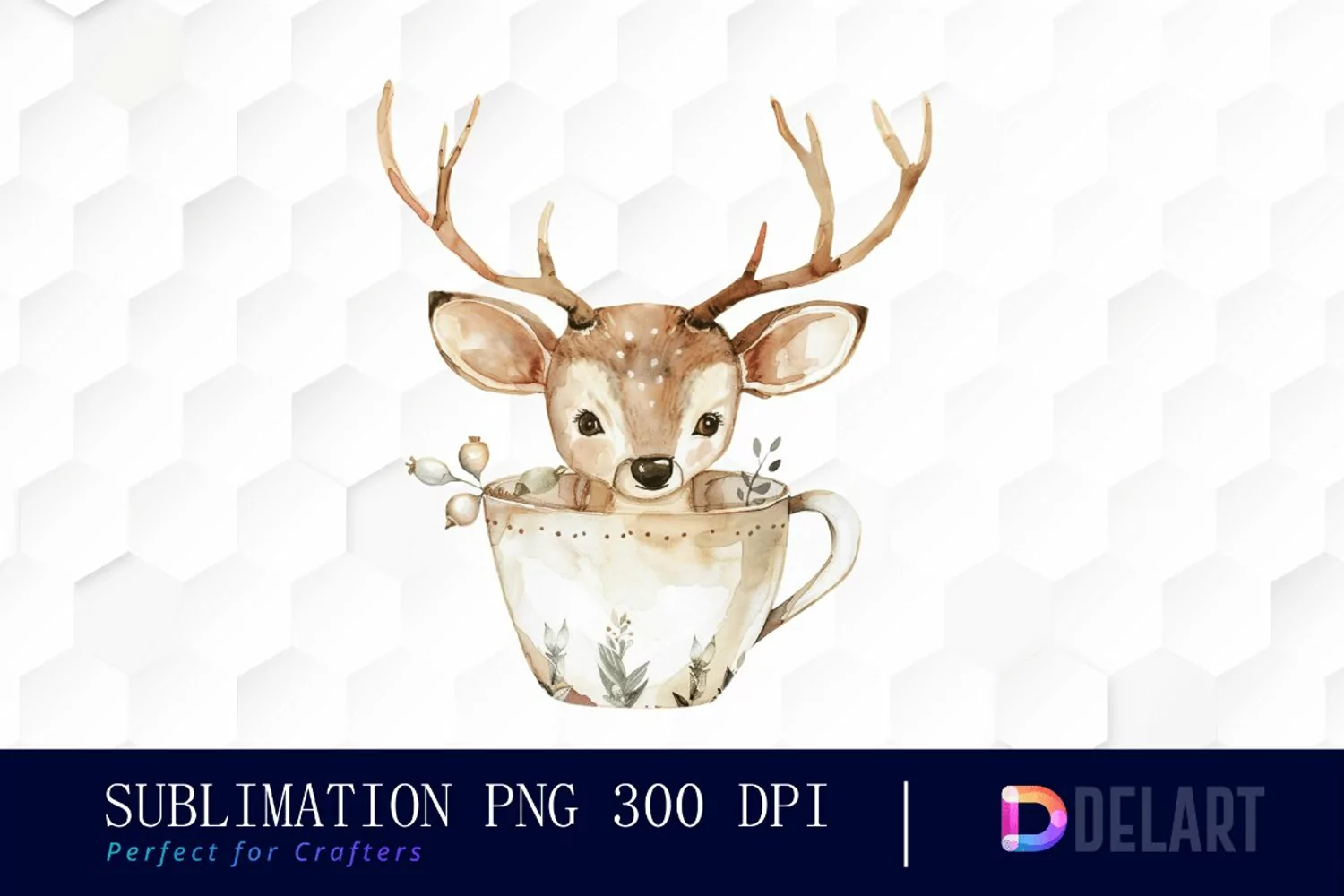 Deer in a Cup Sublimation PNG Clipart product image 1