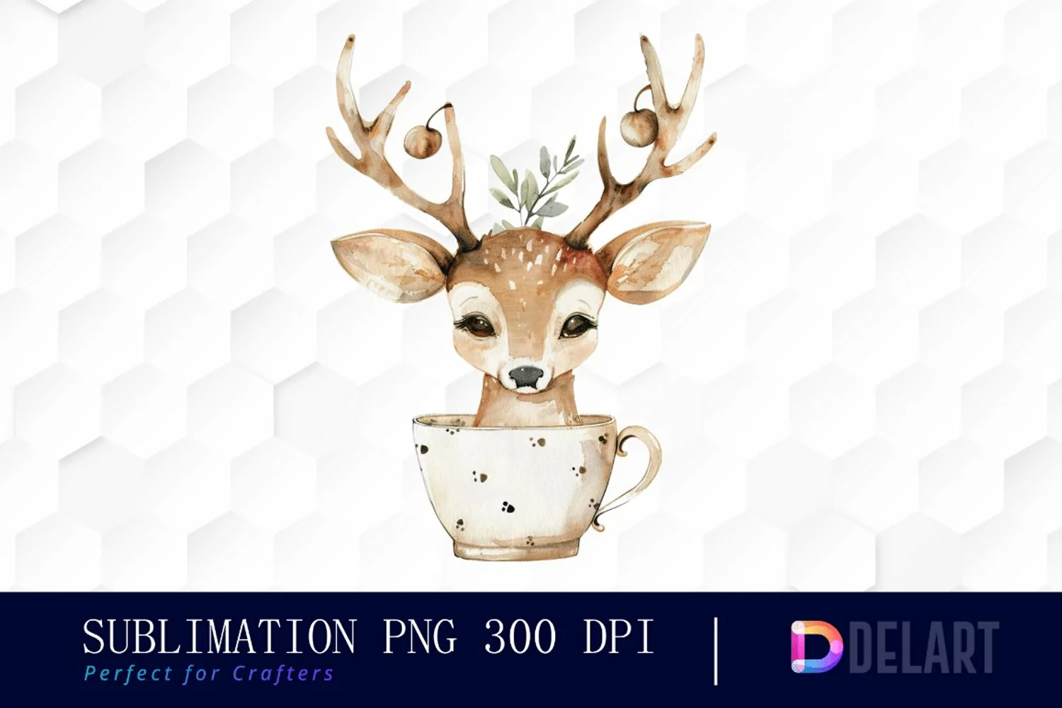 Deer in a Cup Sublimation PNG Clipart product image 1
