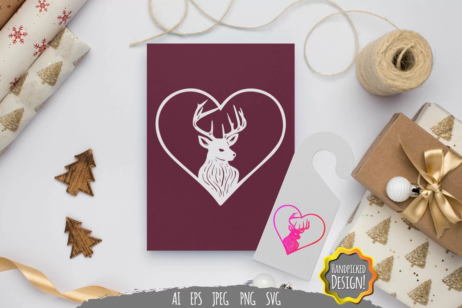 Deer in Heart with Gradient Color SVG product image 1