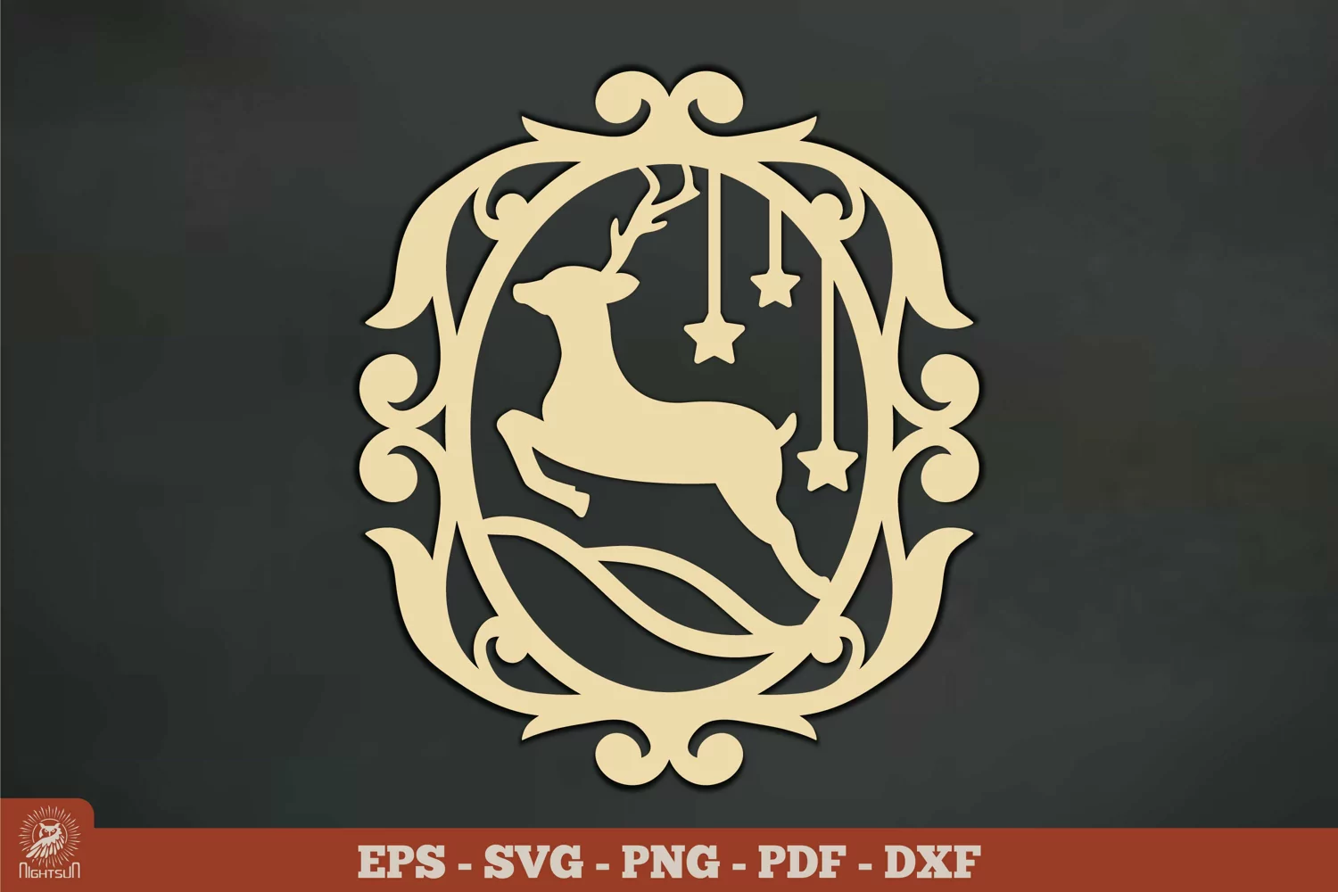 Deer Ornament Vintage SVG product image 1