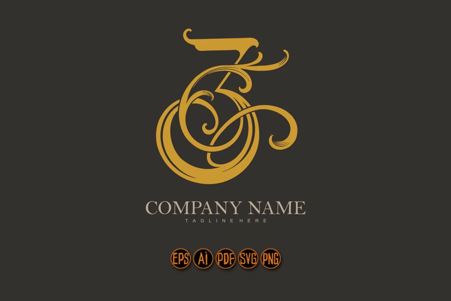Delight elegant vintage gold number 3 monogram logo product image 1