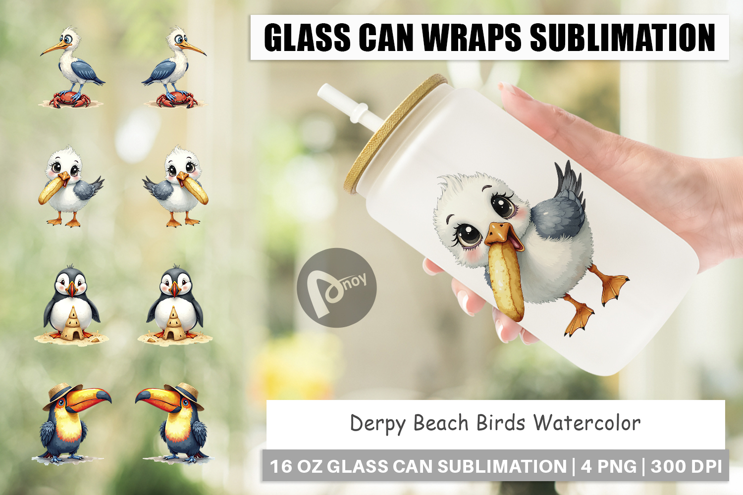 Derpy Beach Birds Glass Can product image 1