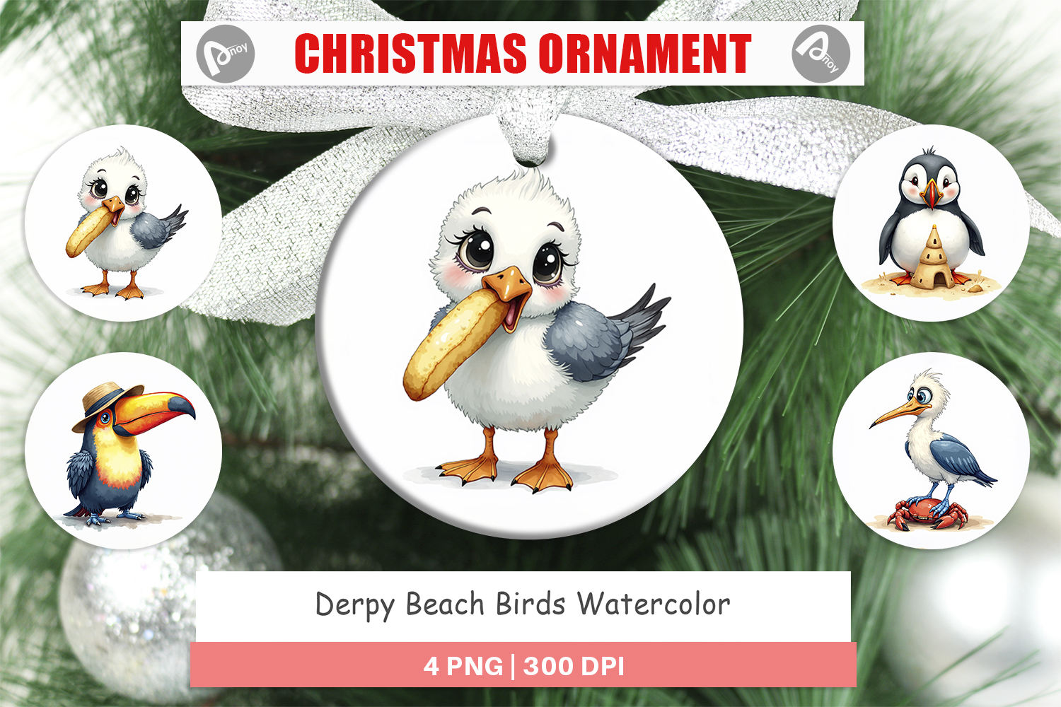 Derpy Beach Birds Ornament product image 1