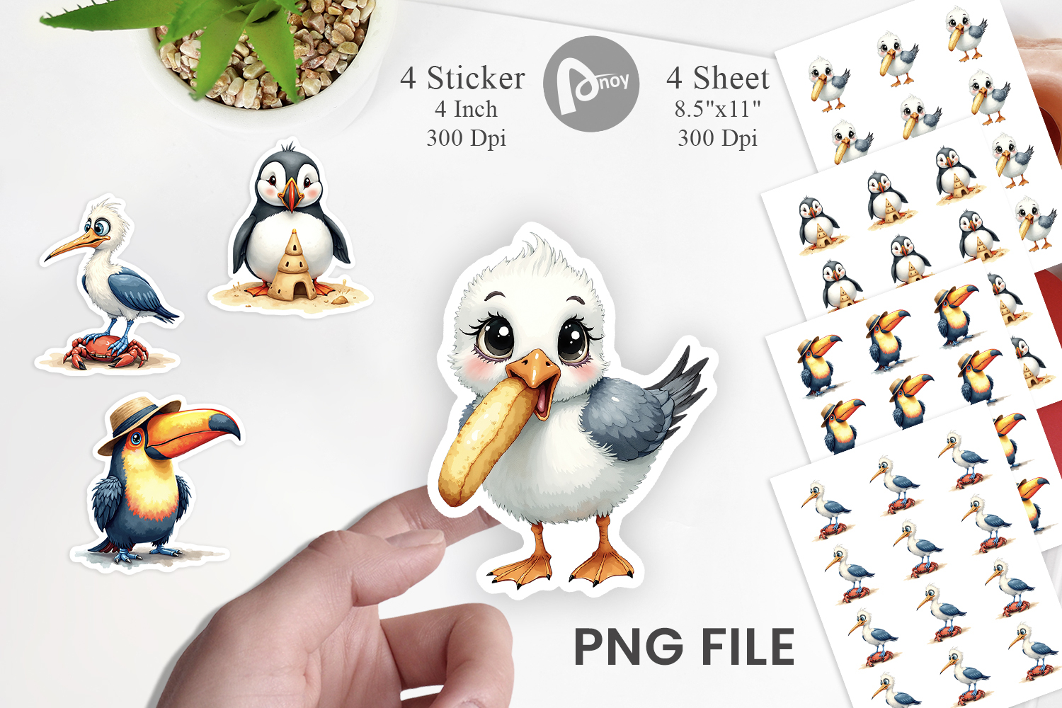 Derpy Beach Birds Sticker product image 1