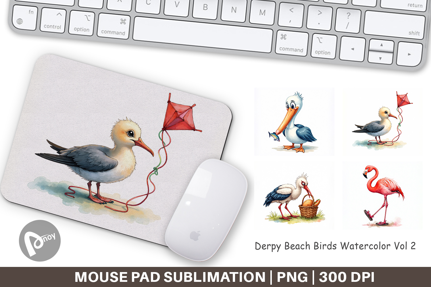 Derpy Beach Birds Mouse Pad product image 1