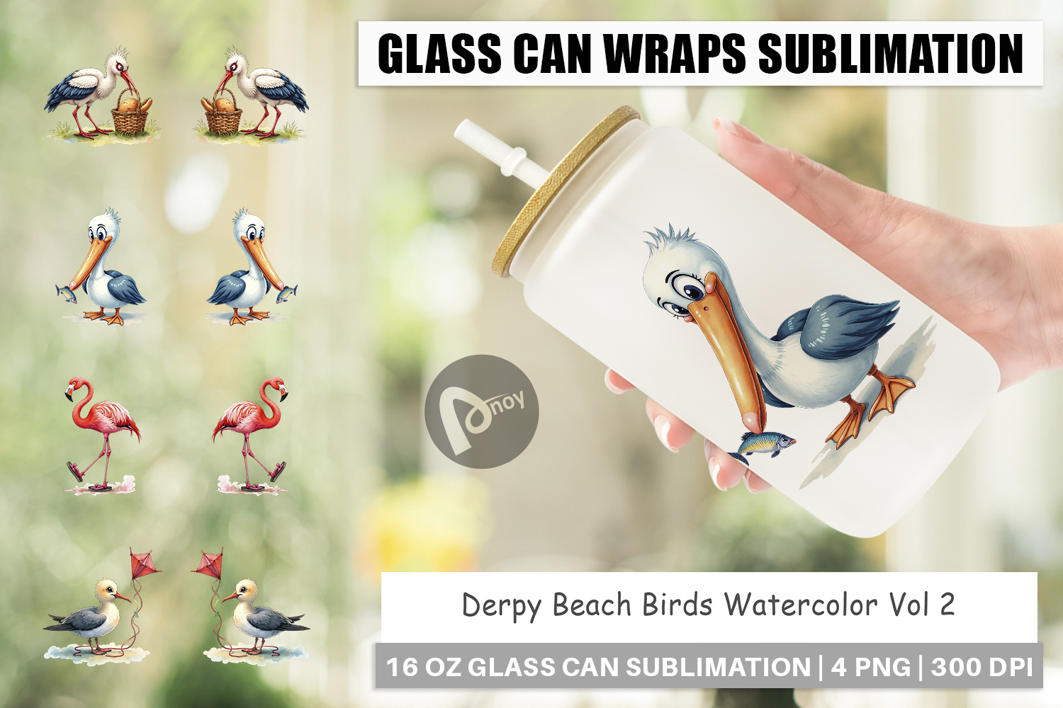 Derpy Beach Birds Glass Can product image 1