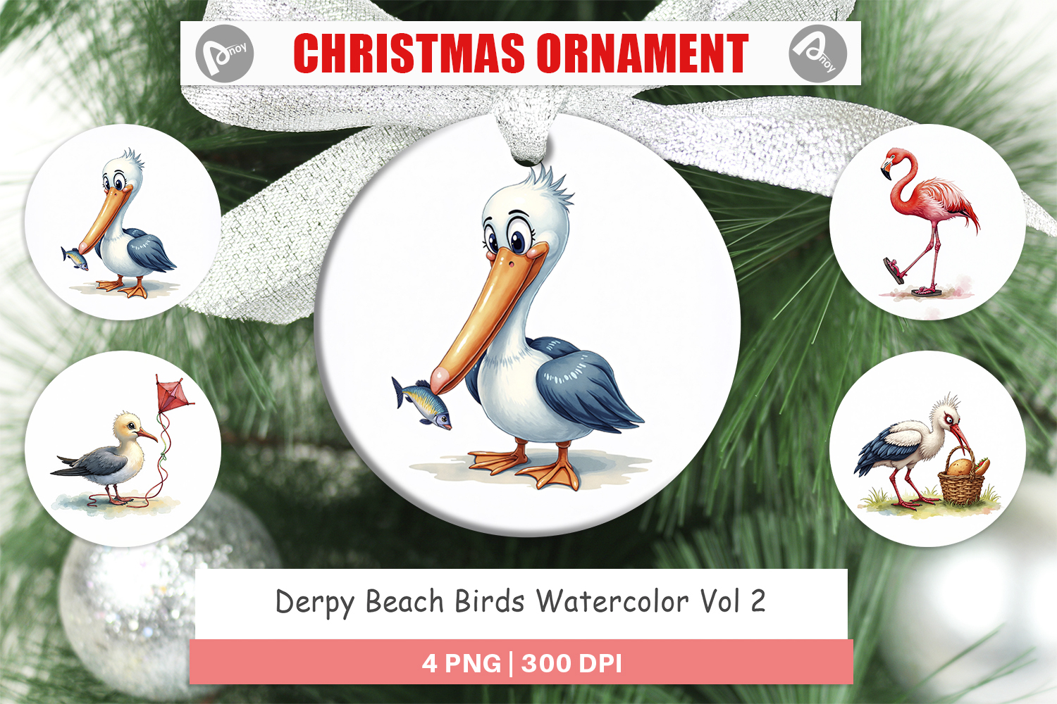 Derpy Beach Birds Ornament product image 1
