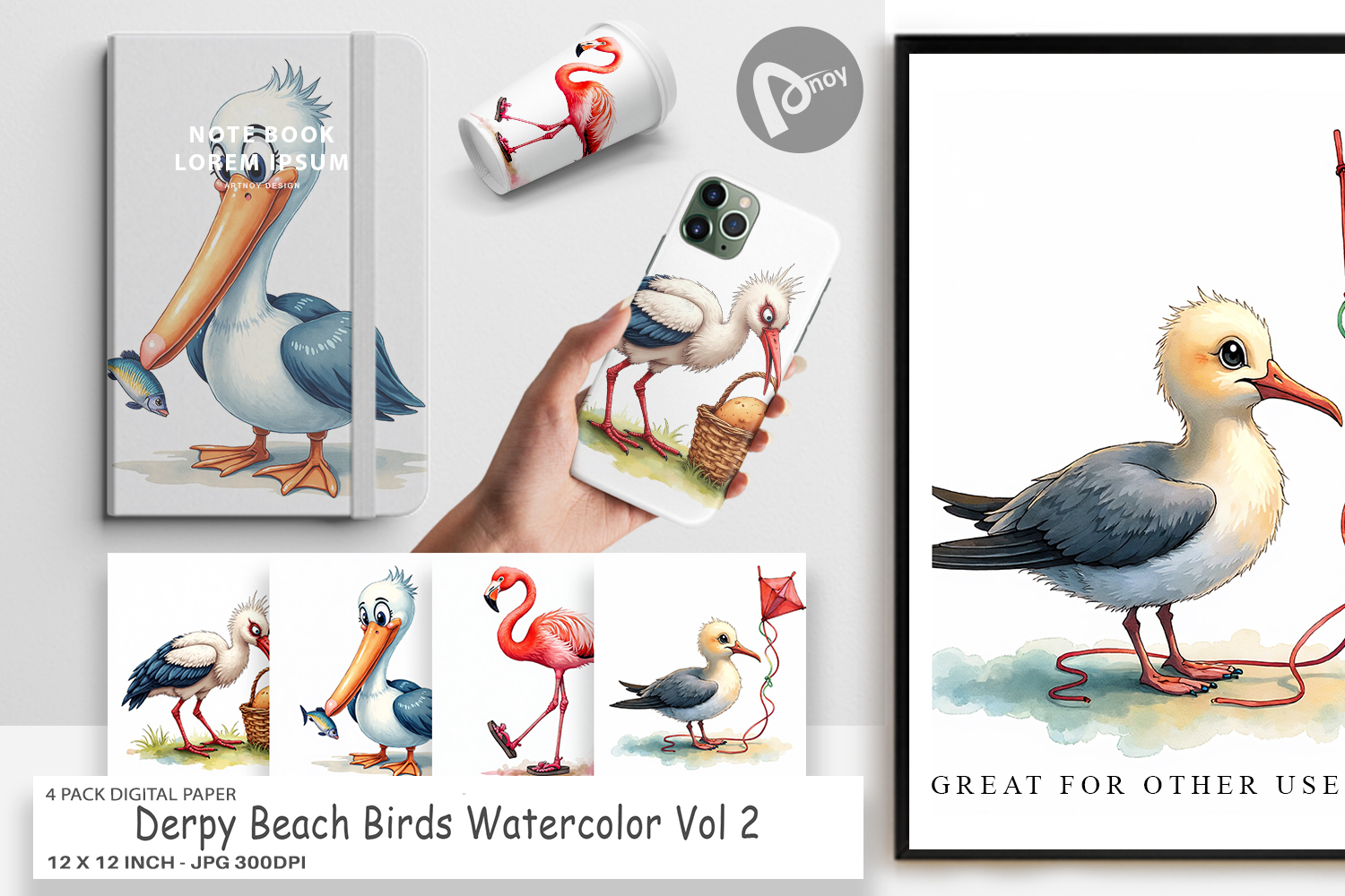 Derpy Beach Birds Digital Paper product image 1