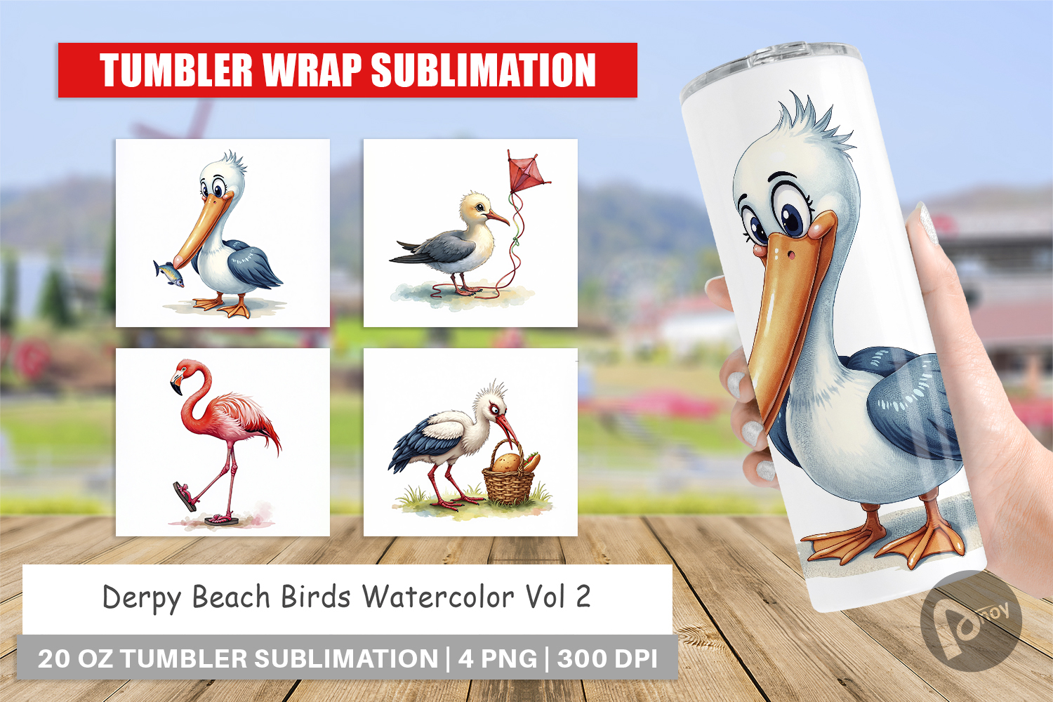 Derpy Beach Birds Tumbler product image 1