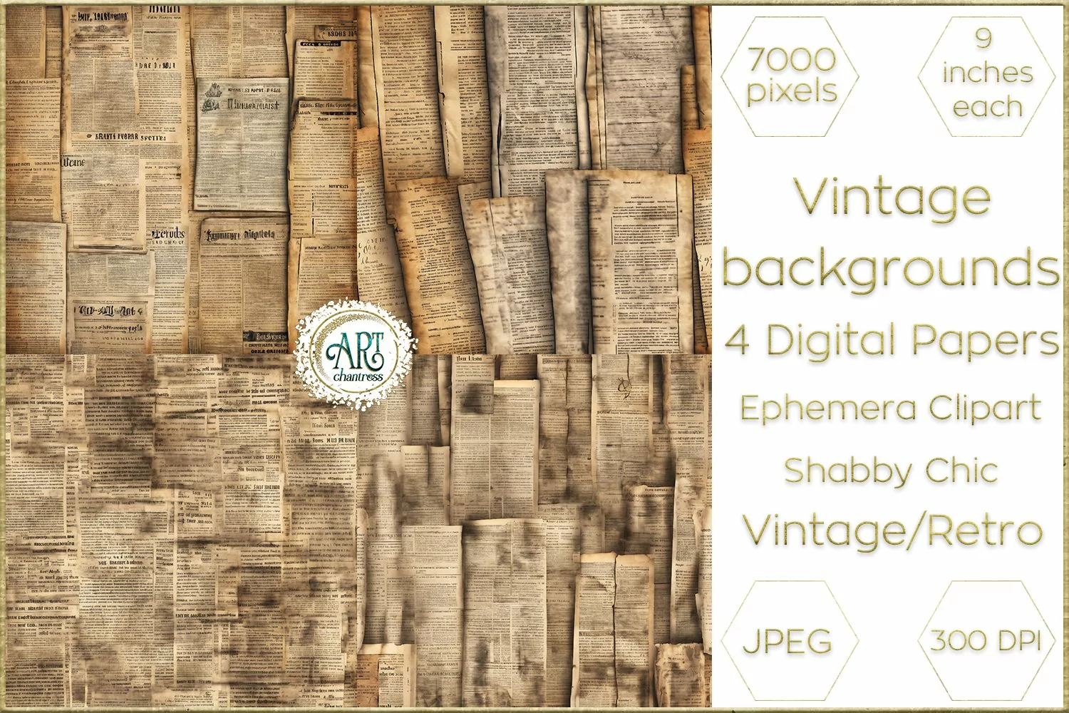 Victorian Scrapbook Old Newspaper digital paper soft texture product image 1