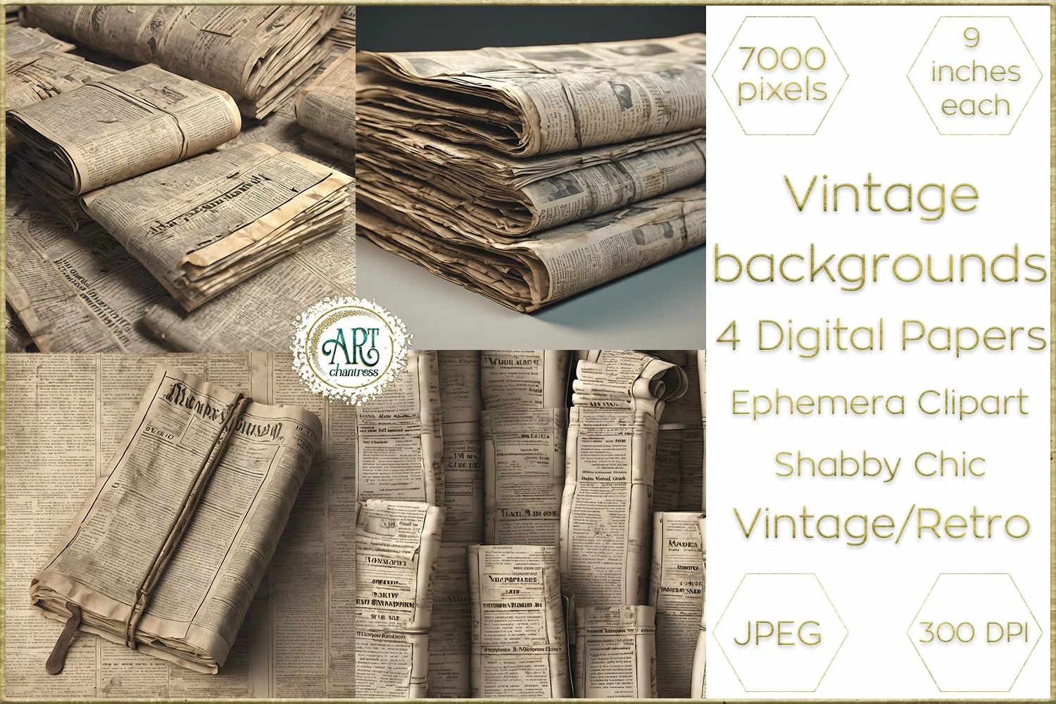 Victorian Old Newspapers Scrapbook digital papers textures product image 1